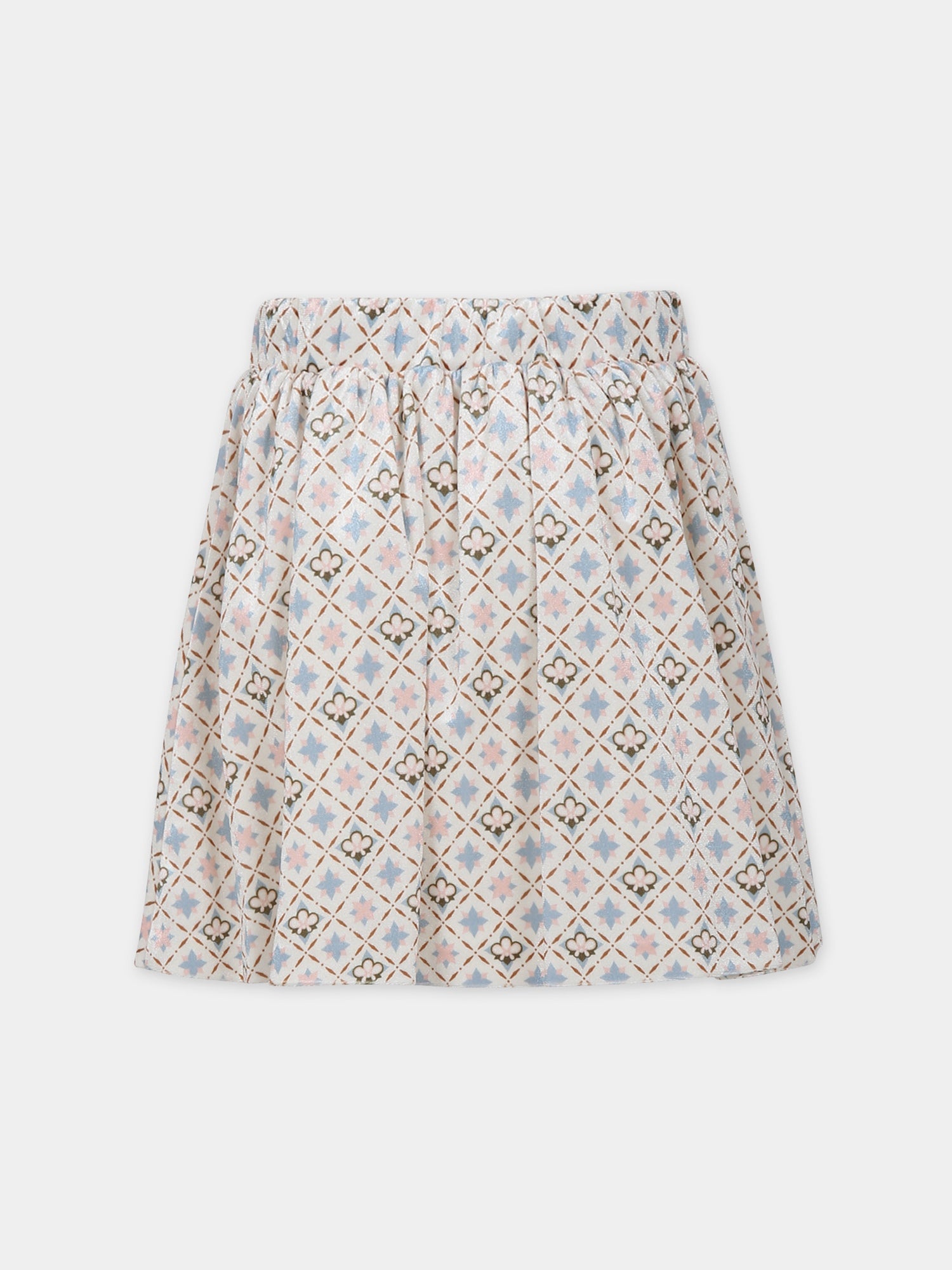 Gonna bianca per bambina con stampa floreale,Simonetta,ST7A61 V0107 101CE