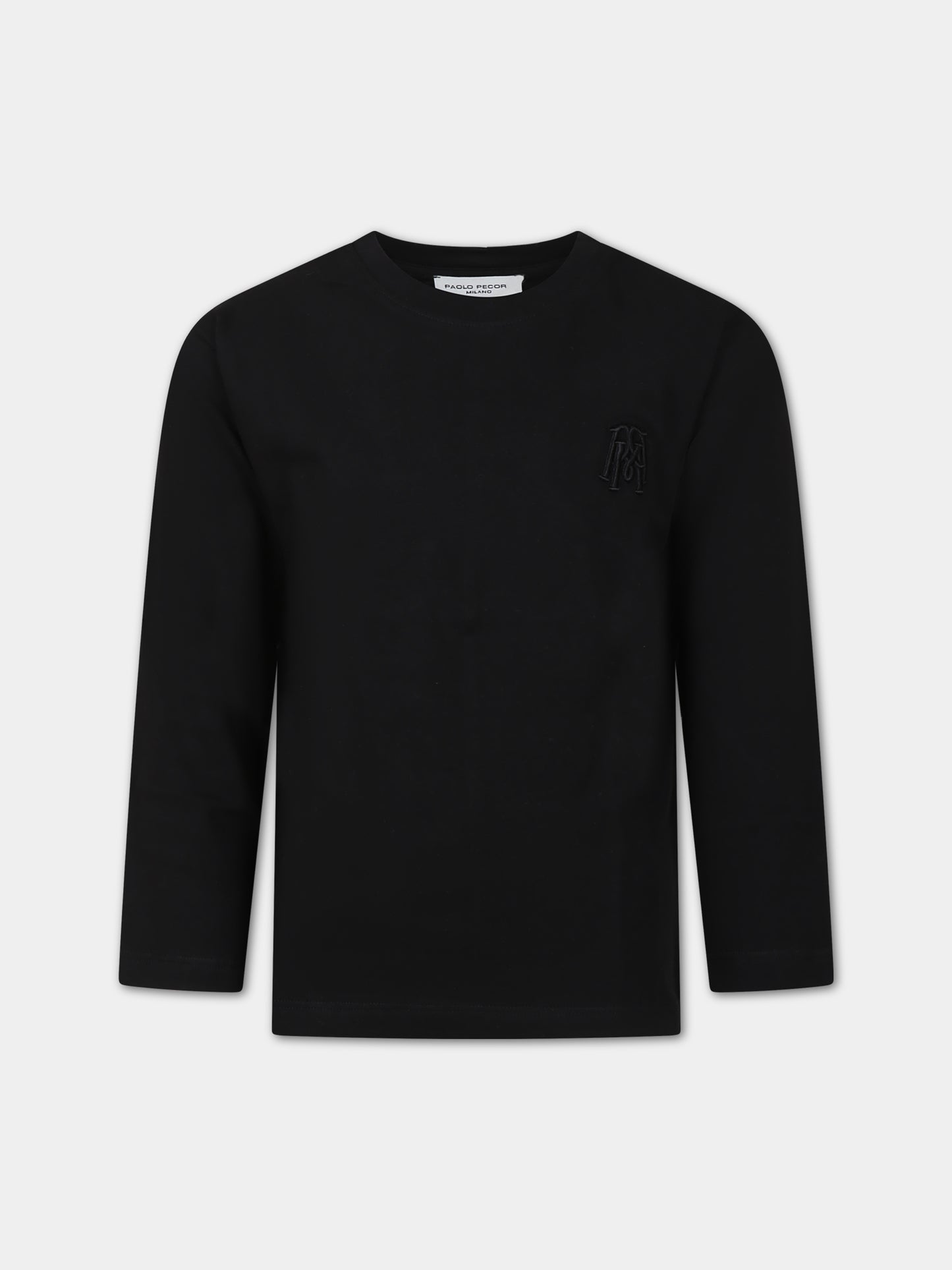 T-shirt nera per bambino con logo,Paolo Pecora,PP3107 NERO