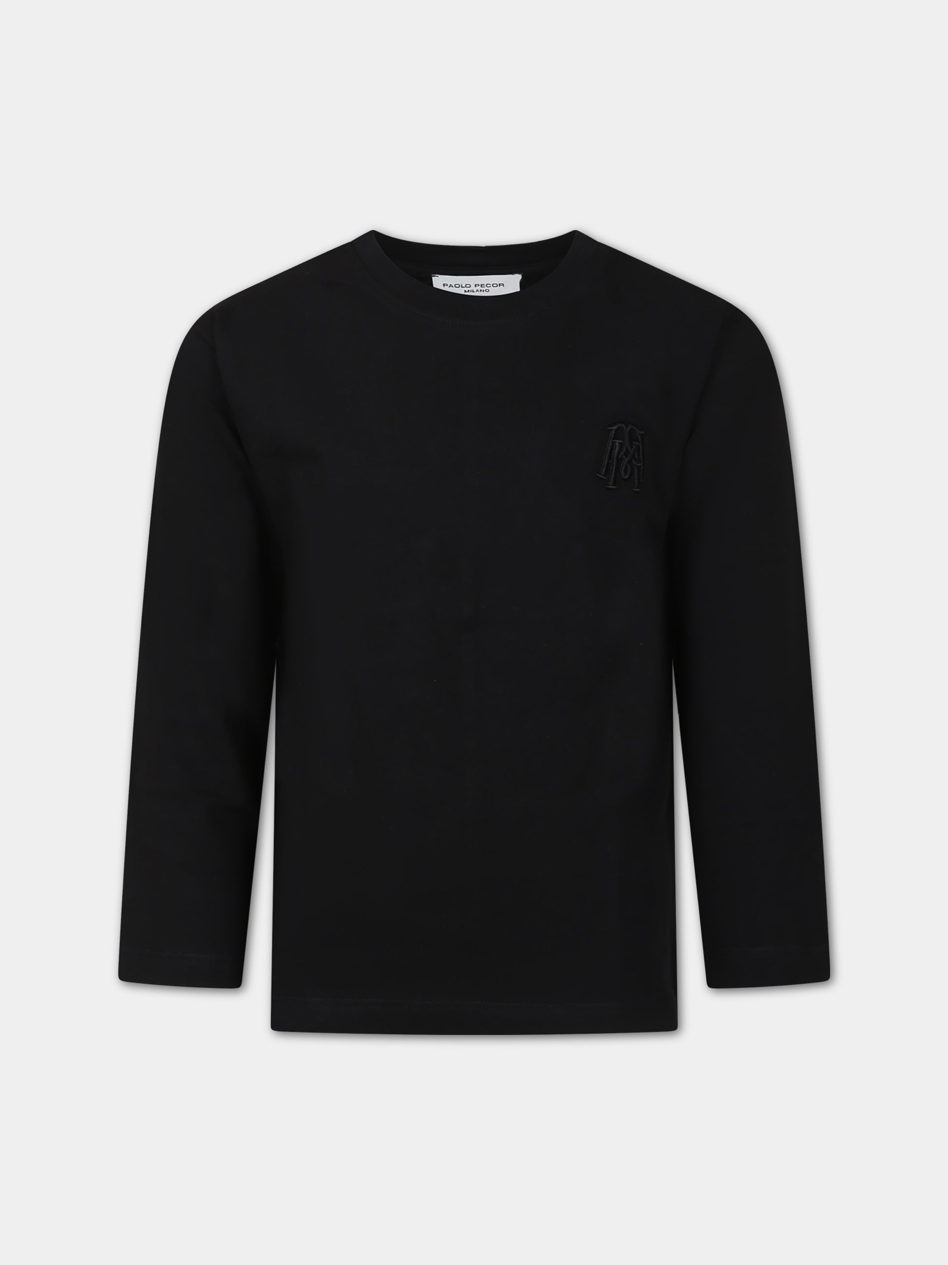 T-shirt nera per bambino con logo,Paolo Pecora,PP3107 NERO