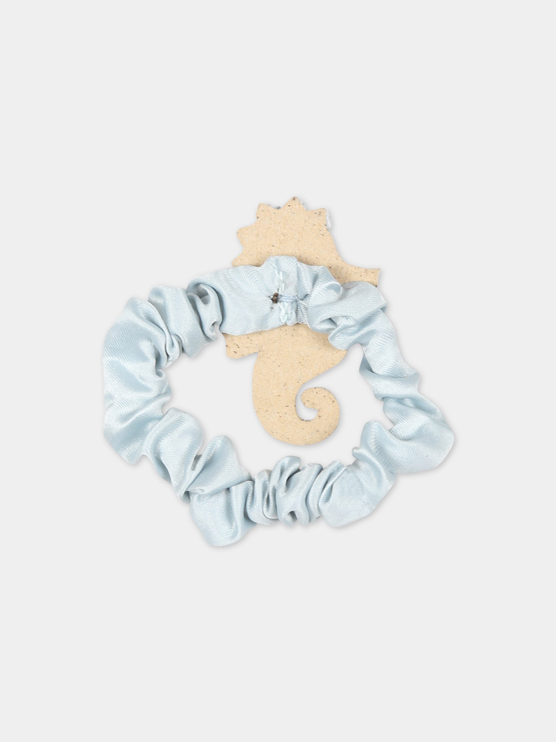 Elastico azzurro per bambina con cavalluccio marino,Illy Trilly,SEA HORSE SCRUNCHY