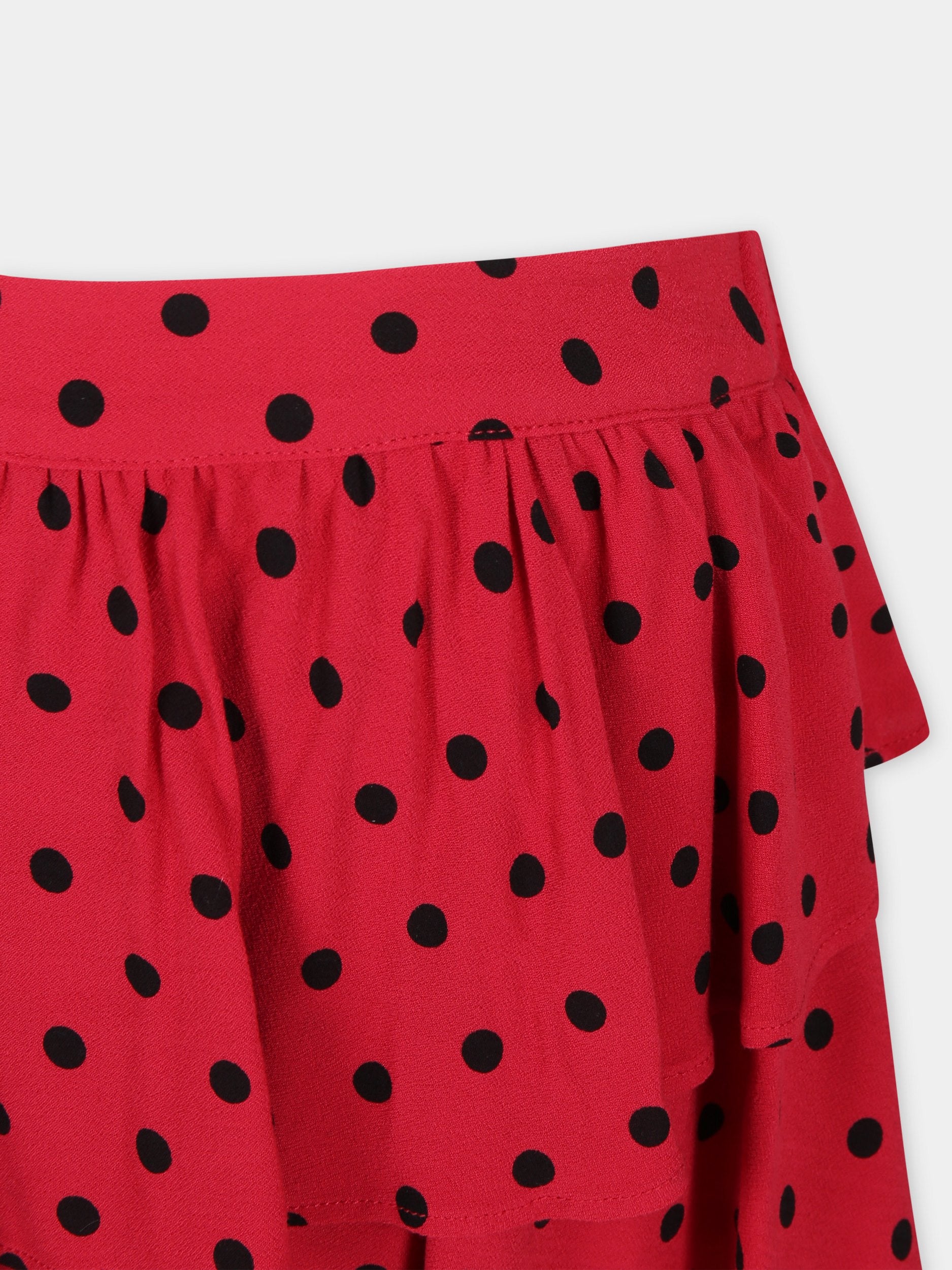 Gonna rossa per bambina con pois,Moschino Kids,HDJ037 L1B08 86804
