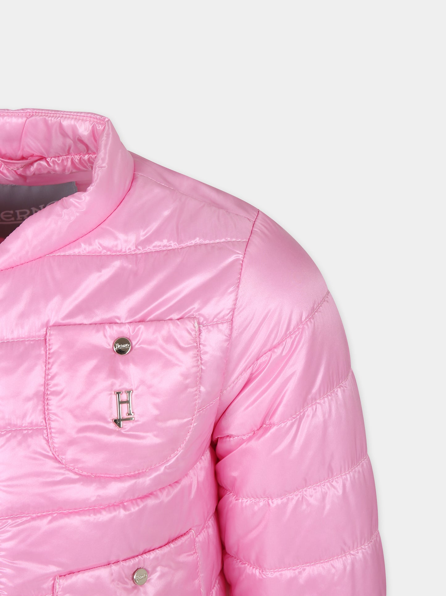 Piumino corto rosa per bambina con logo,Herno Kids,GI000076G 12017 4015