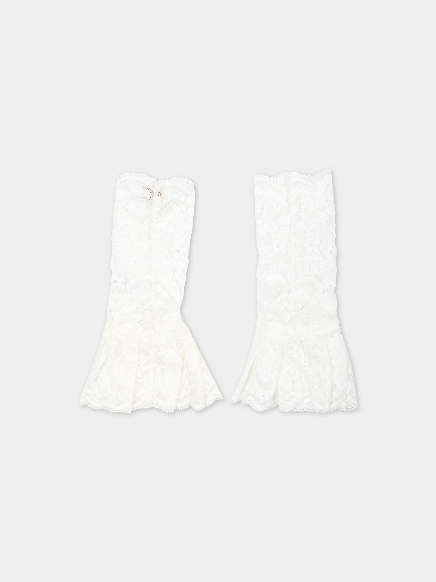 Manicotti bianchi per bambina in pizzo macramé,Monnalisa,79C013 3785 0001