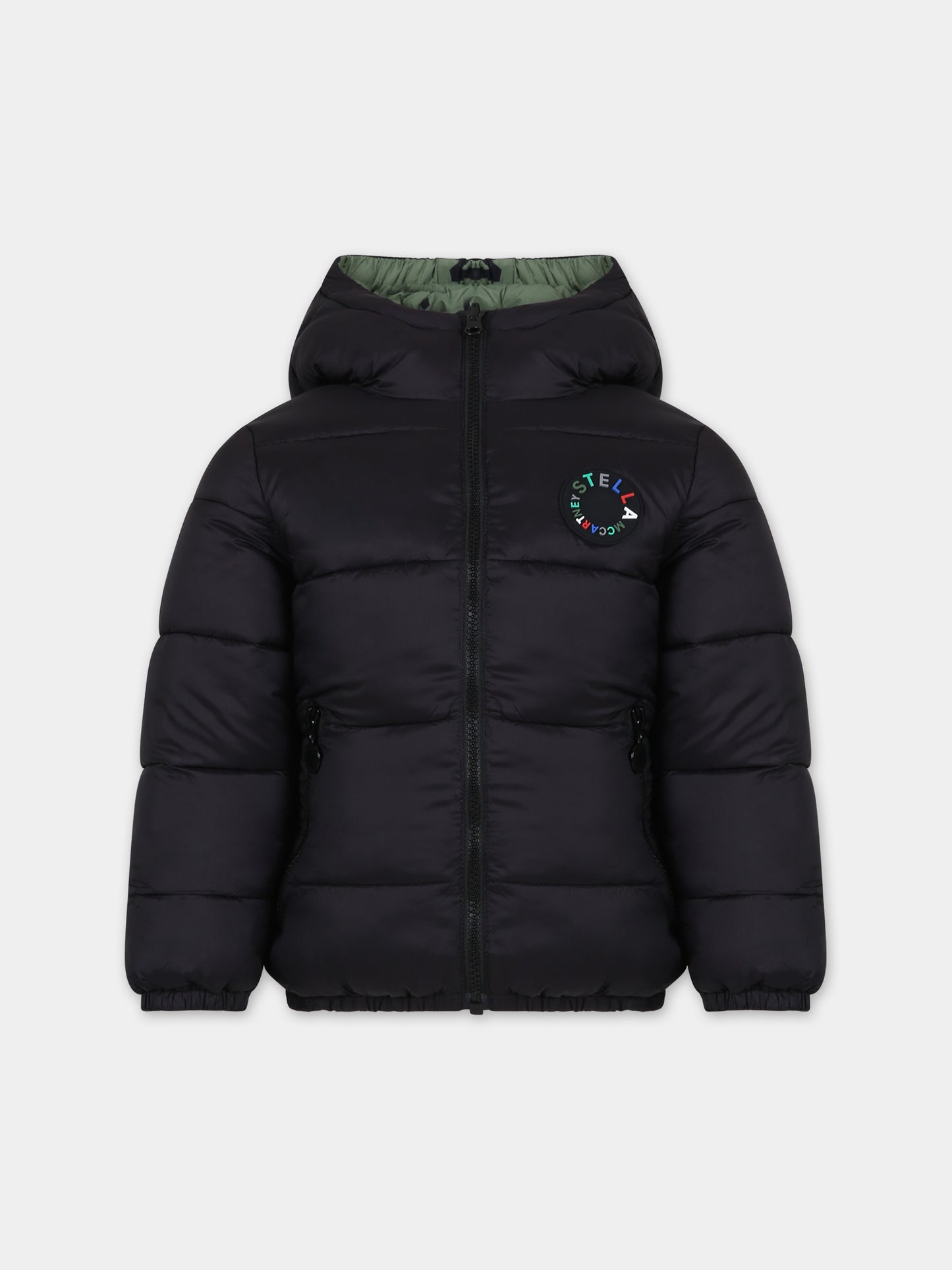 Piumino nero reversibile per bambino con logo,Stella Mccartney Kids,TT2Q77 Z0536 930