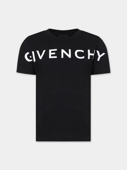T-shirt nera per bambini con logo,Givenchy Kids,H25447 09B