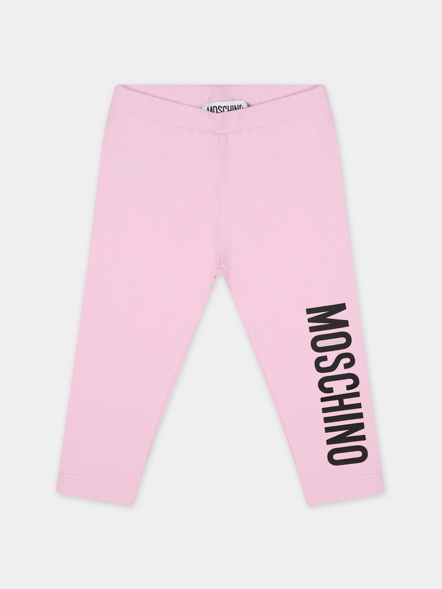 Leggings rosa per neonata con logo,Moschino Kids,M3P02N LBA11 51684