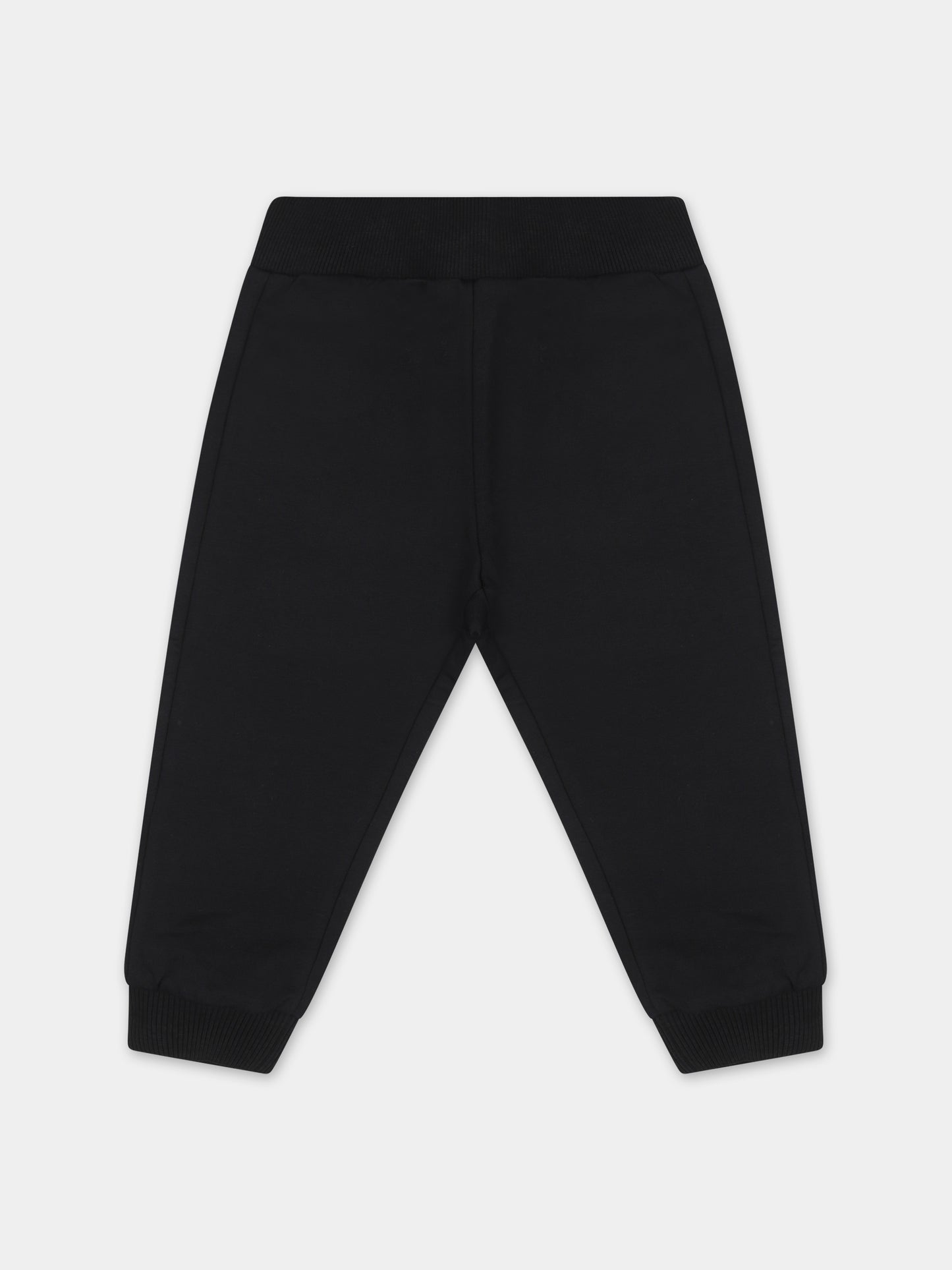 Pantaloni neri per neonata con logo,Moschino Kids,MNP04O LDA26 60100