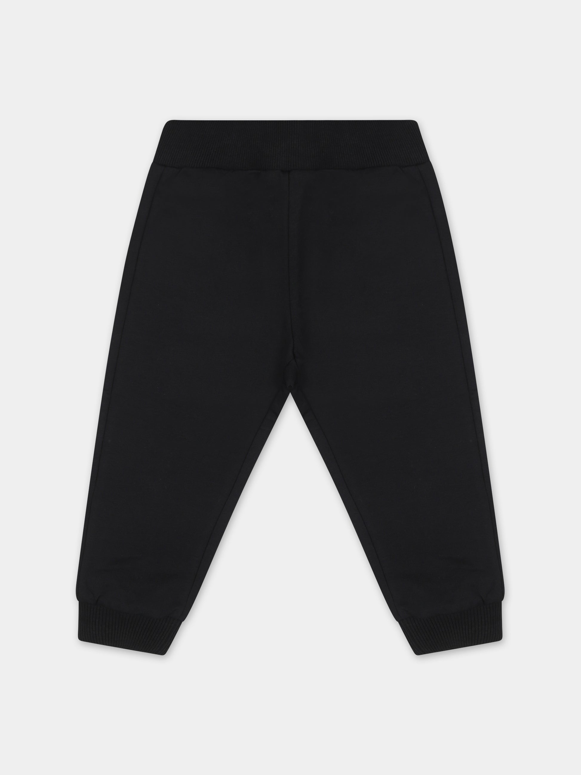 Pantaloni neri per neonata con logo,Moschino Kids,MNP04O LDA26 60100