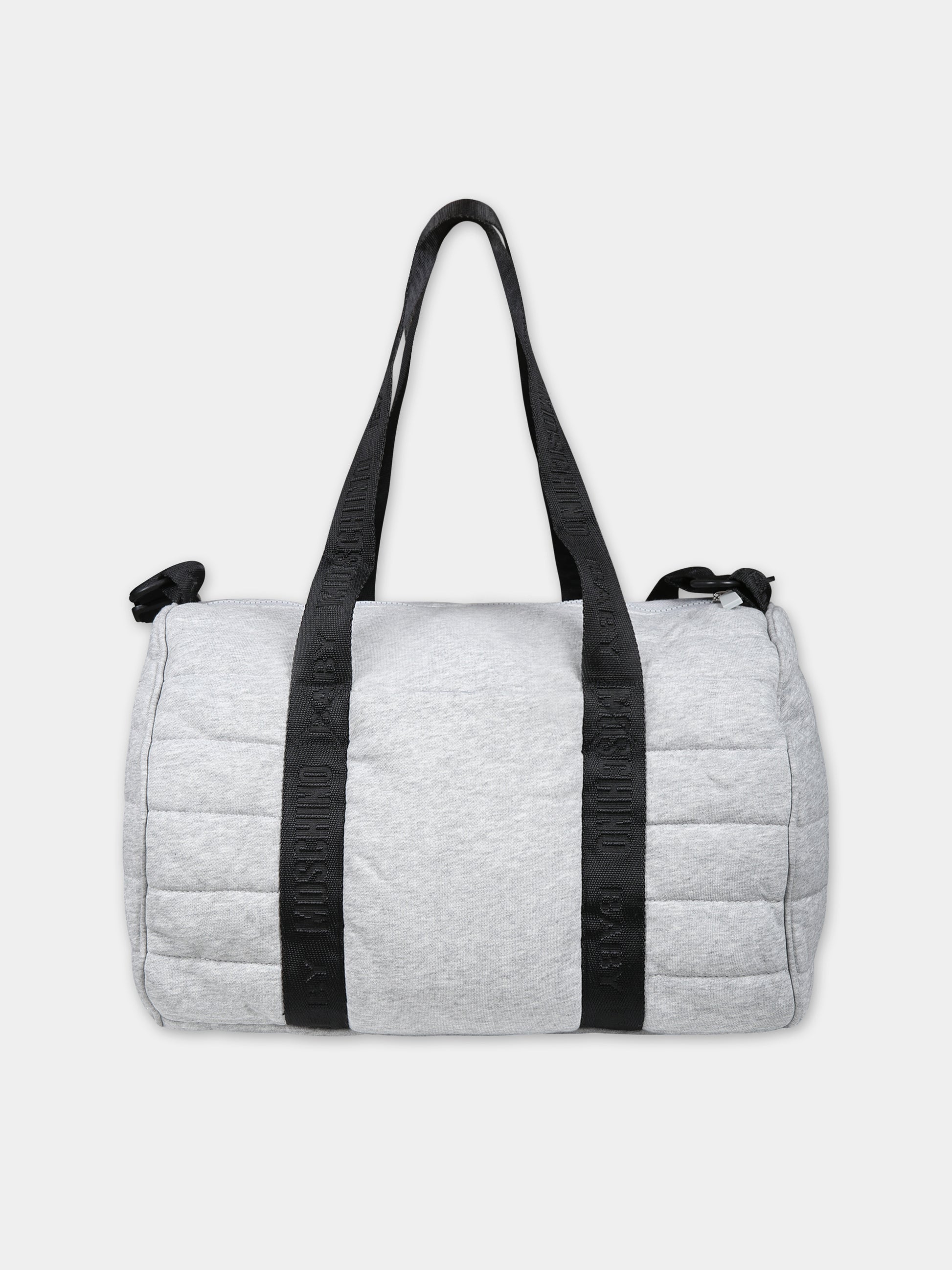 Borsa mamma grigia per neonati con Teddy Bear e logo,Moschino Kids,MNX03P LCA26 60901