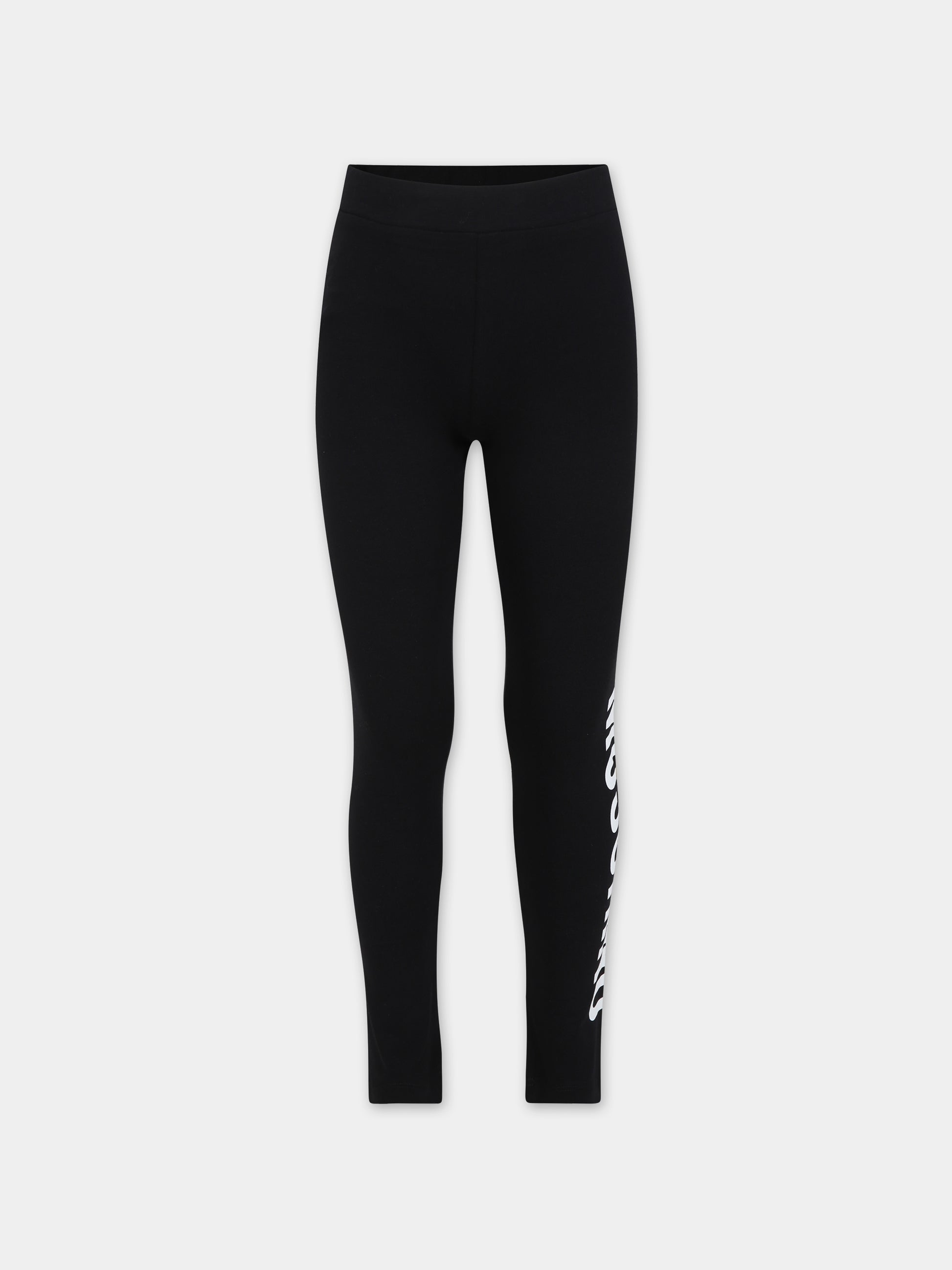 Leggings neri per bambina con logo,Moschino Kids,HAP04X LBA11 60100