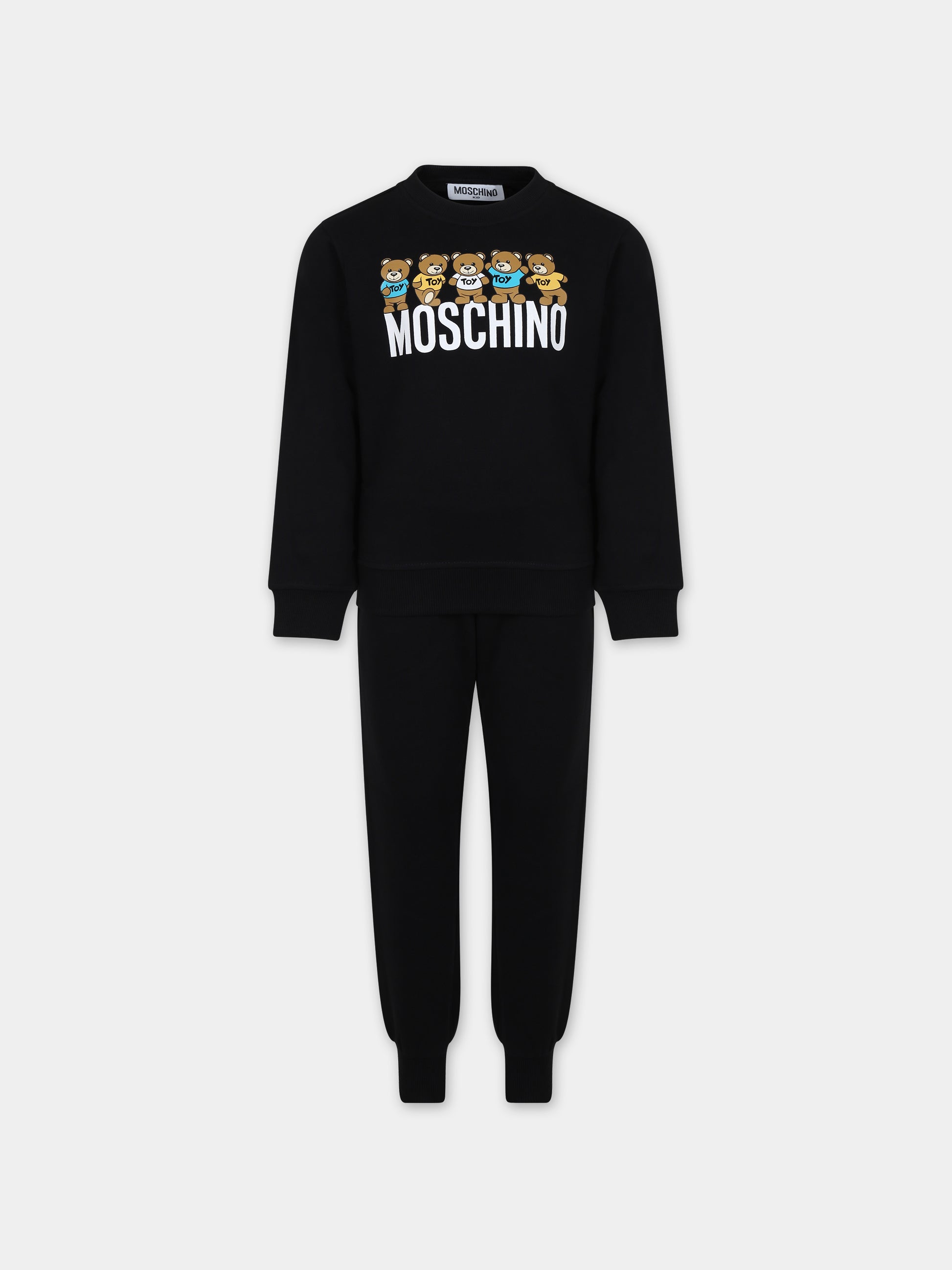 Completo nero per bambino con Teddy bears e logo,Moschino Kids,HMK03E LCA28 60100