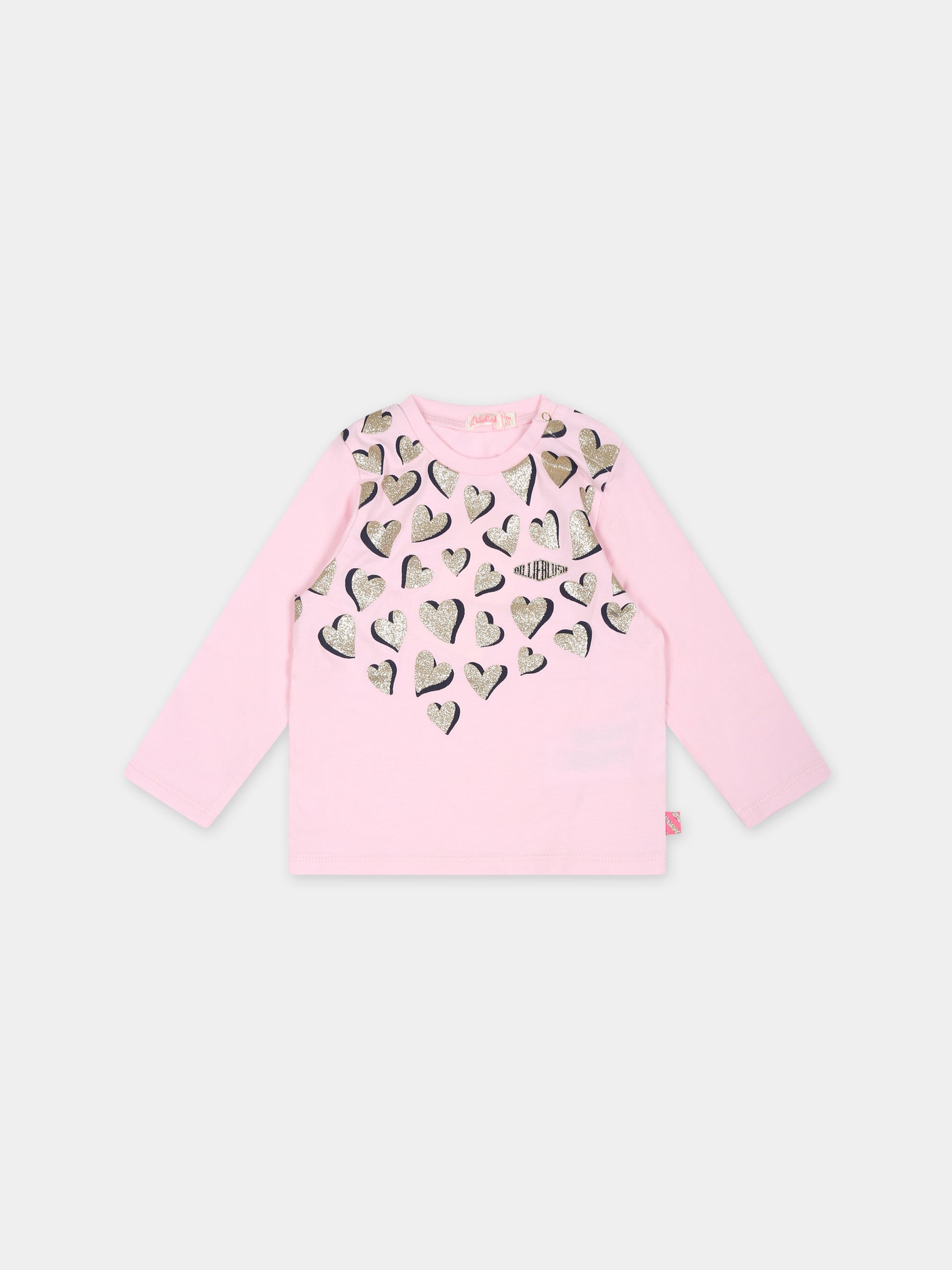 T-shirt rosa per neonata con cuori,Billieblush,U05384 46B