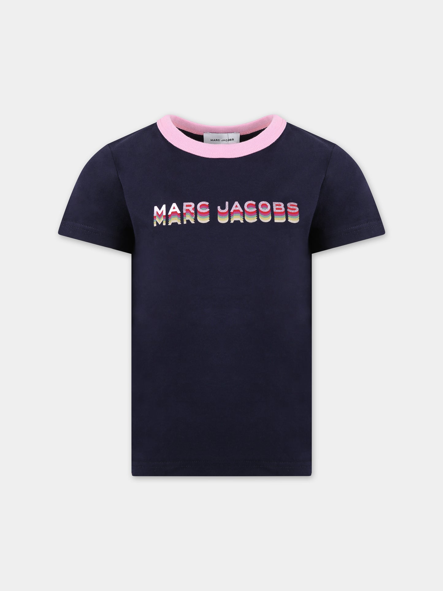 T-shirt blu per bambina con logo,Little Marc Jacobs,W15614 84E