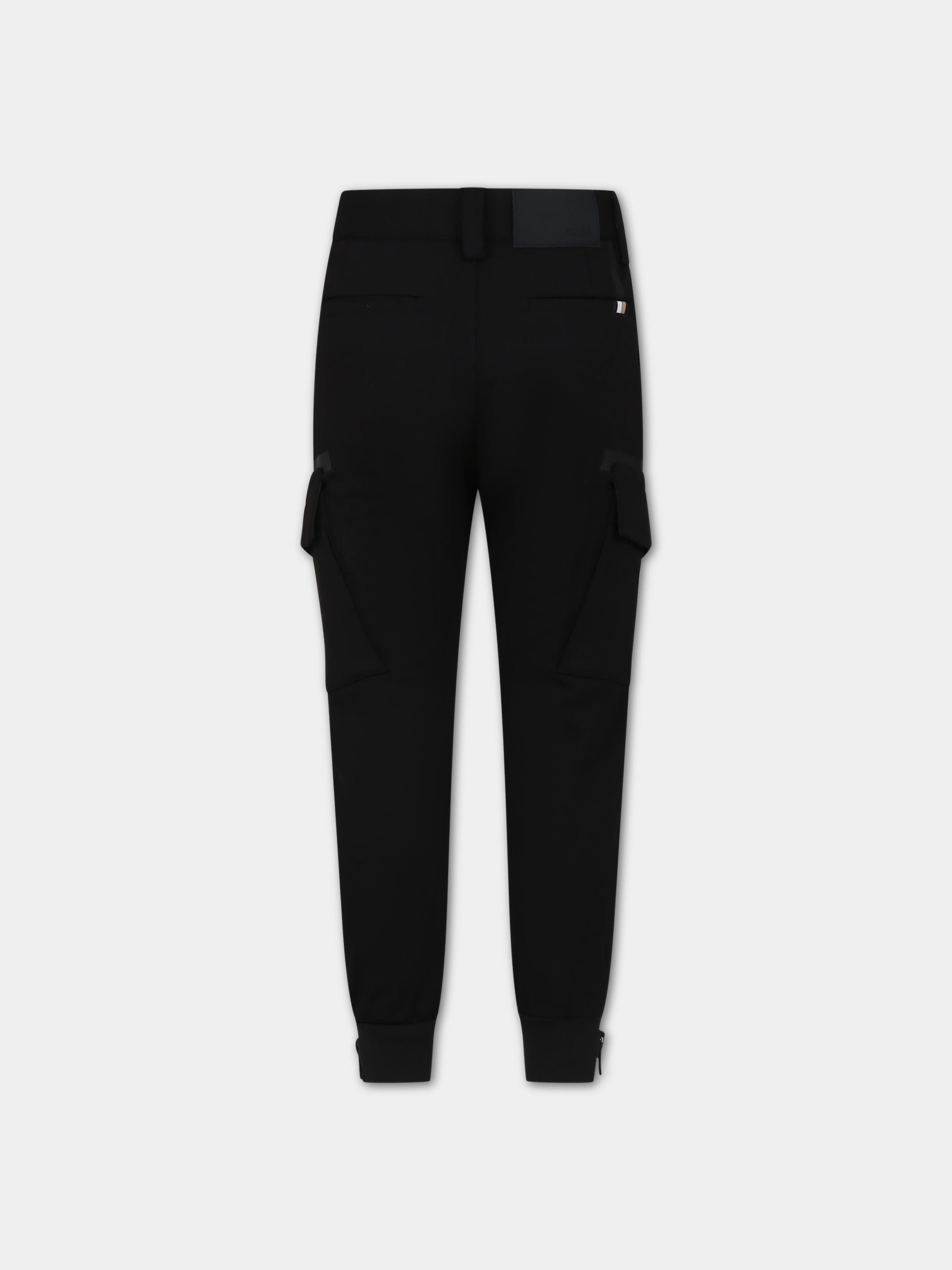 Pantaloni neri per bambino con logo,Hugo Boss,J24793 09B