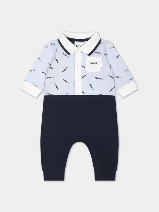 Tutina blu per neonato con logo,Hugo Boss,J94325 771