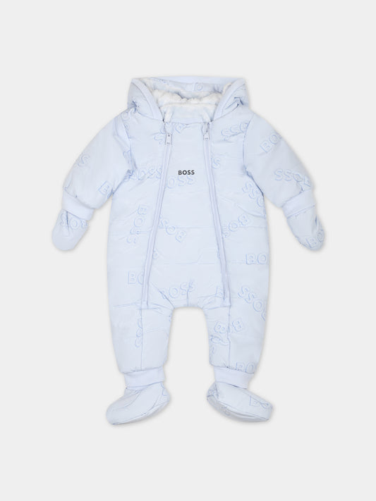 Piumino celeste per neonato con logo,Hugo Boss,J96100 771