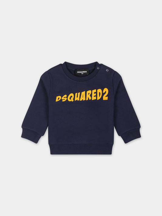 Felpa blu per neonato con logo,Dsquared2,DQ1796 D003G DQ875