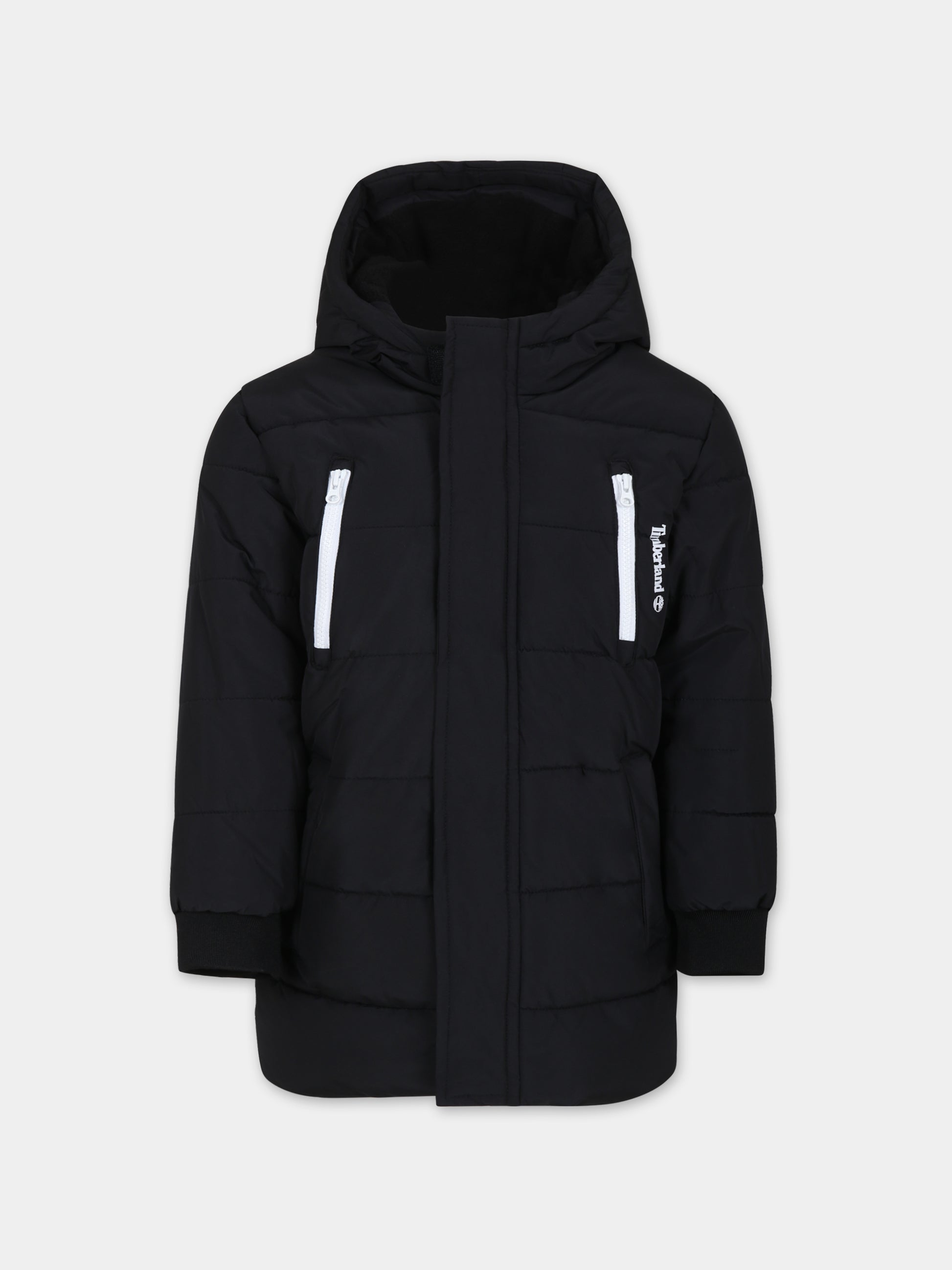 Piumino nero per bambino con logo,Timberland,T26596 09B