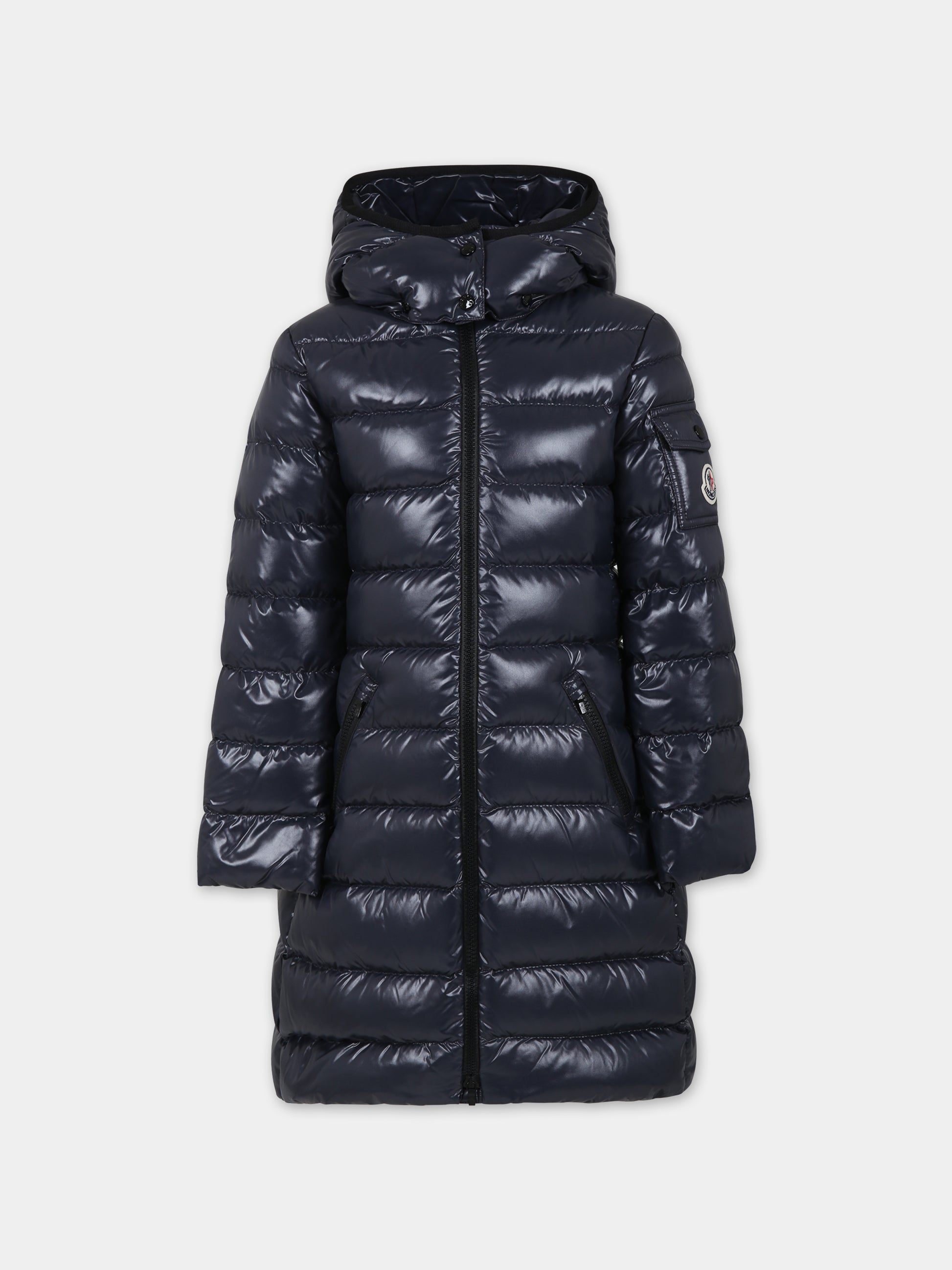 Piumino Moka blu per bambina con logo,Moncler Kids,954 1C50110 68950 742