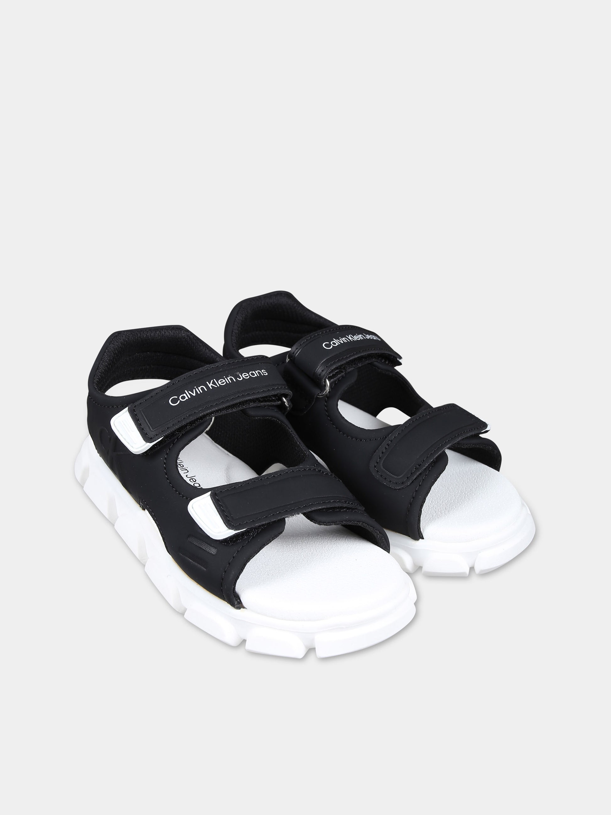 Sandali neri per bambini con logo,Calvin Klein Kids,V1B2 80905 1355999