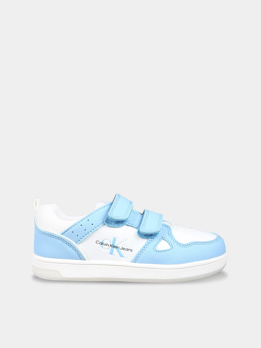 Sneakers celesti per bambini con logo,Calvin Klein Kids,V1X9 80854 1355X116