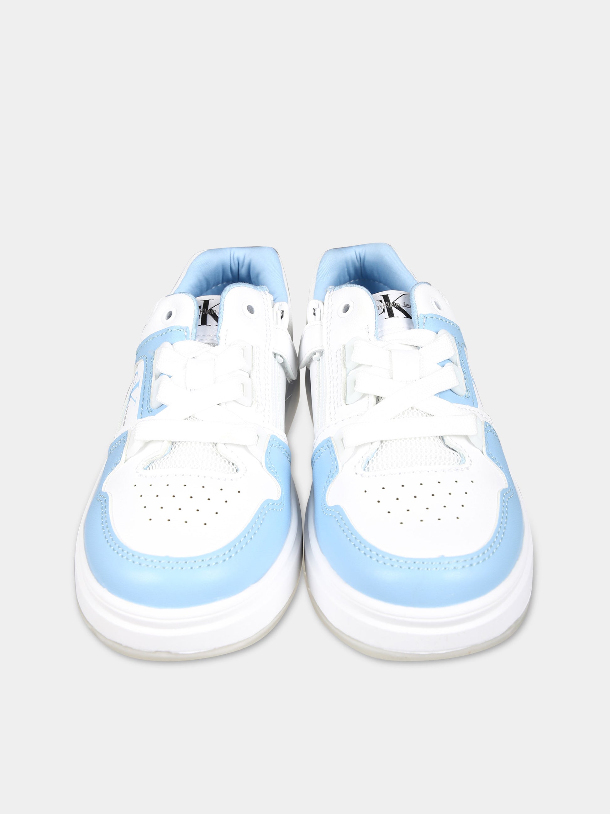 Sneakers celesti per bambini con logo,Calvin Klein Kids,V3X9 80864 1355X116