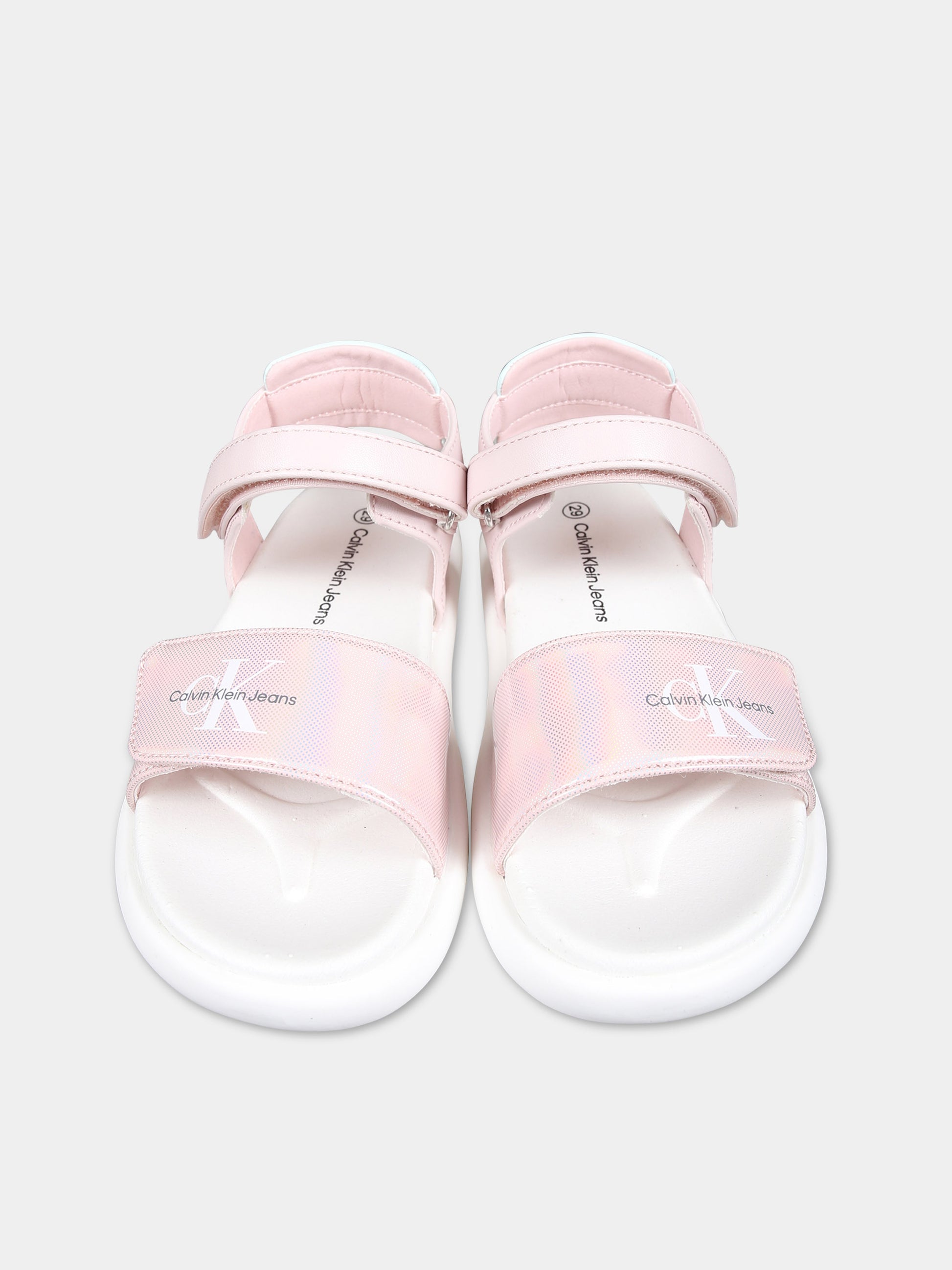 Sandali rosa per bambina con logo,Calvin Klein Kids,V1A2 80818 1599302