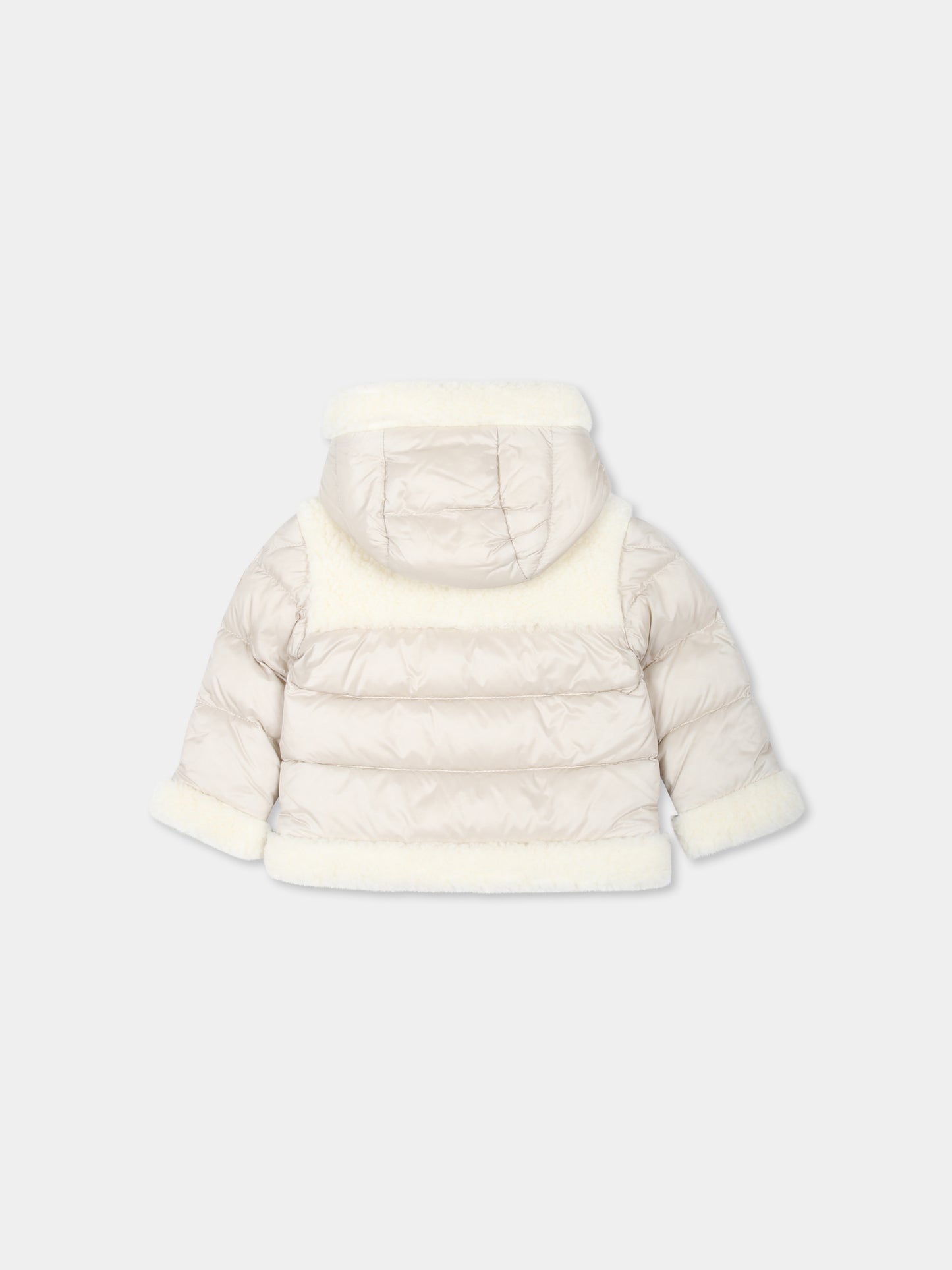 Piumino avorio per neonata con logo,Moncler Kids,J2951 1A00022 595FE 268