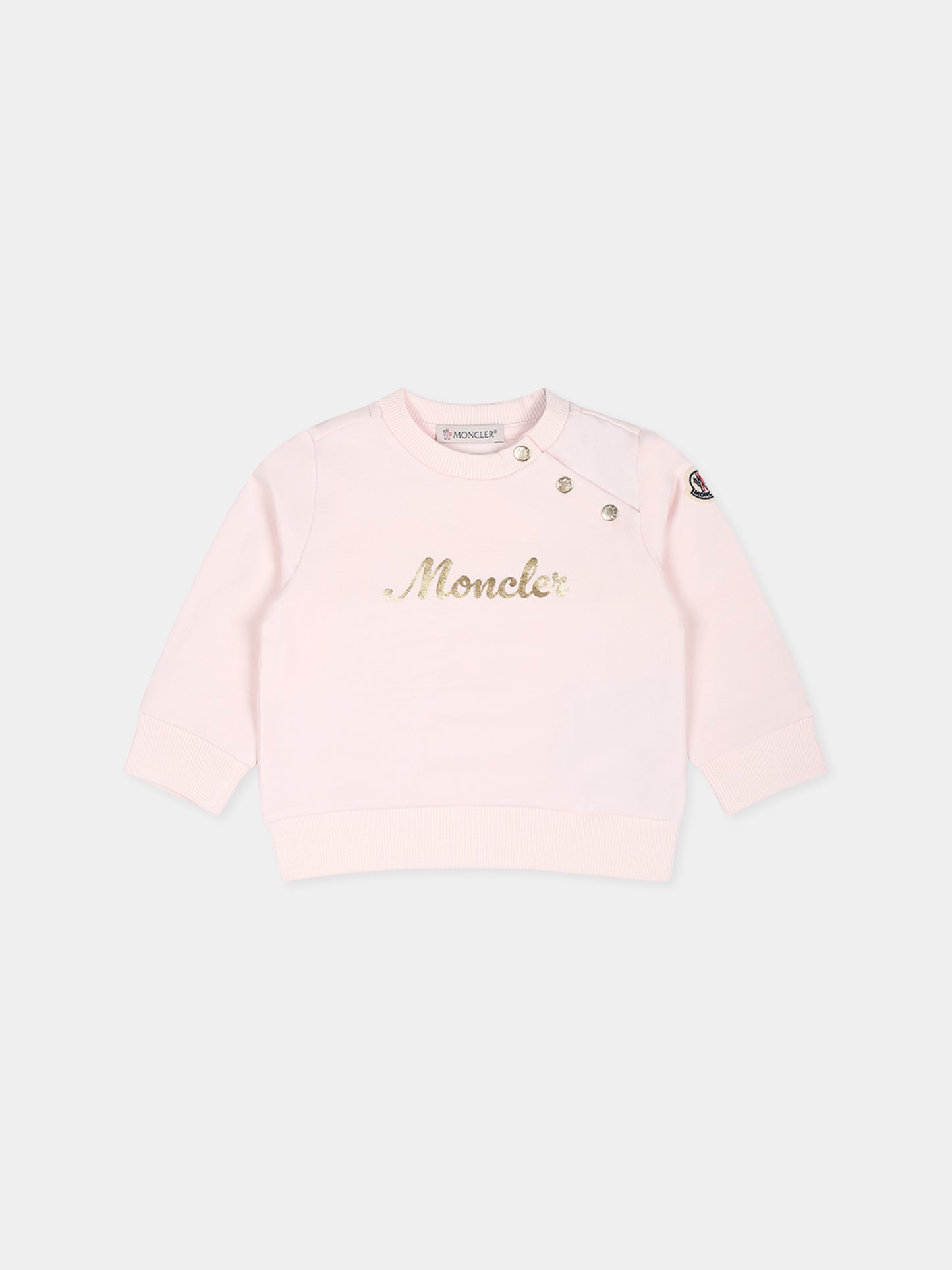 Felpa rosa per neonata con logo,Moncler Kids,J2951 8G00003 89A23 503