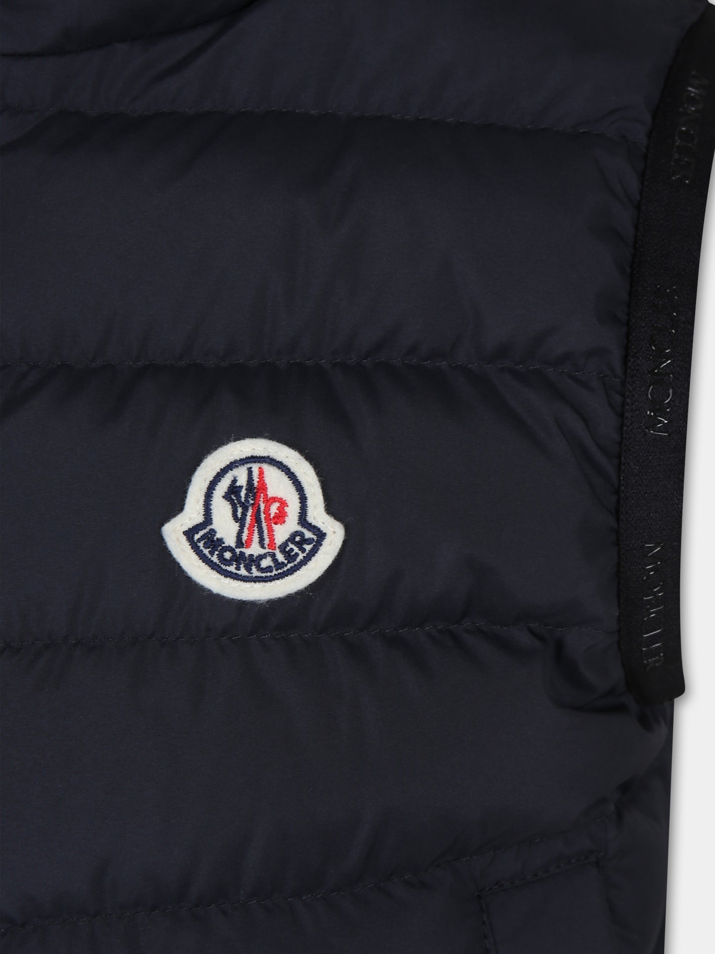 Gilet Contrin blu per bambino con logo,Moncler Kids,J2954 1A00105 54A81 778