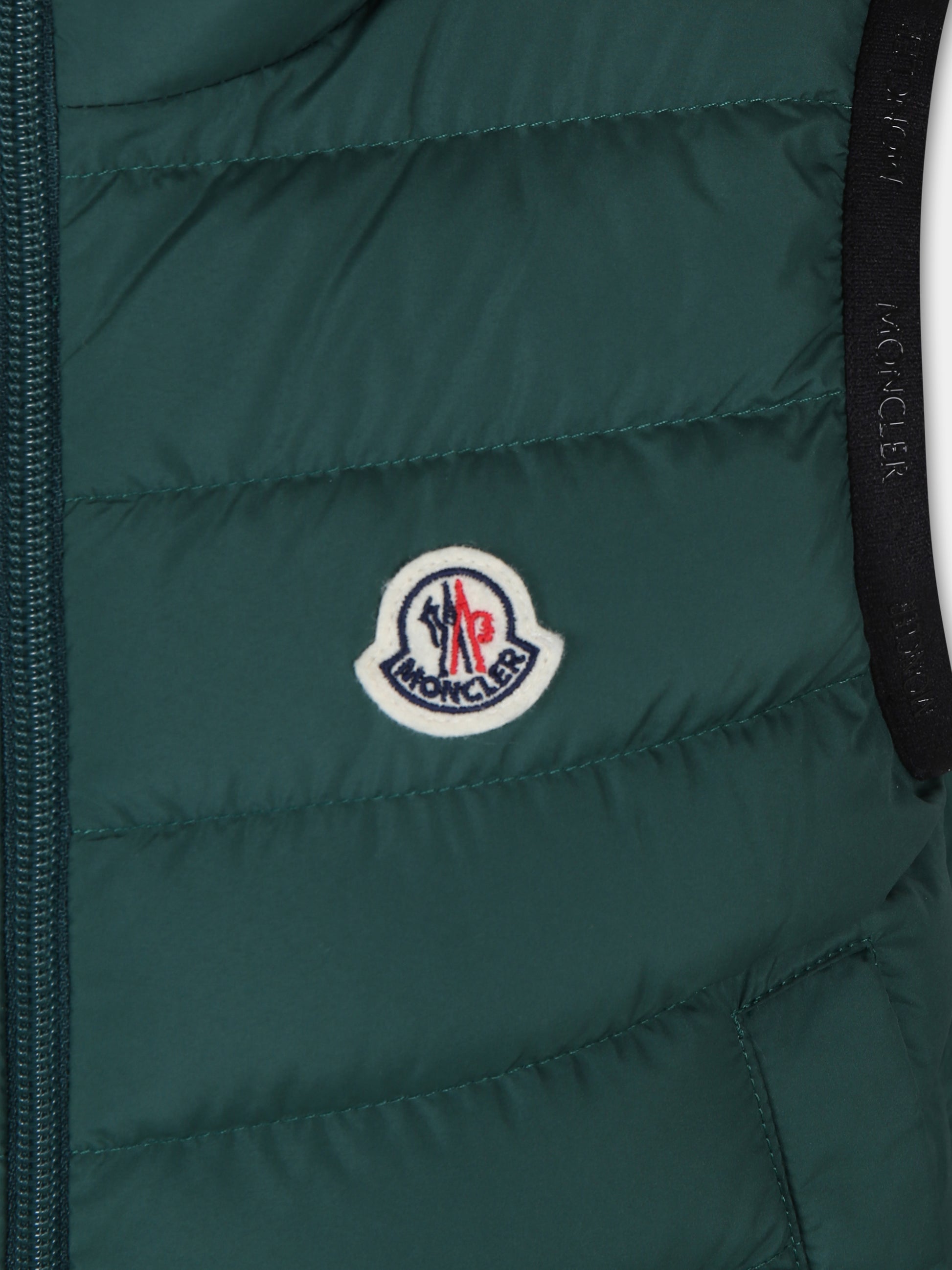 Gilet Contrin verde per bambino con logo,Moncler Kids,J2954 1A00105 54A81 866