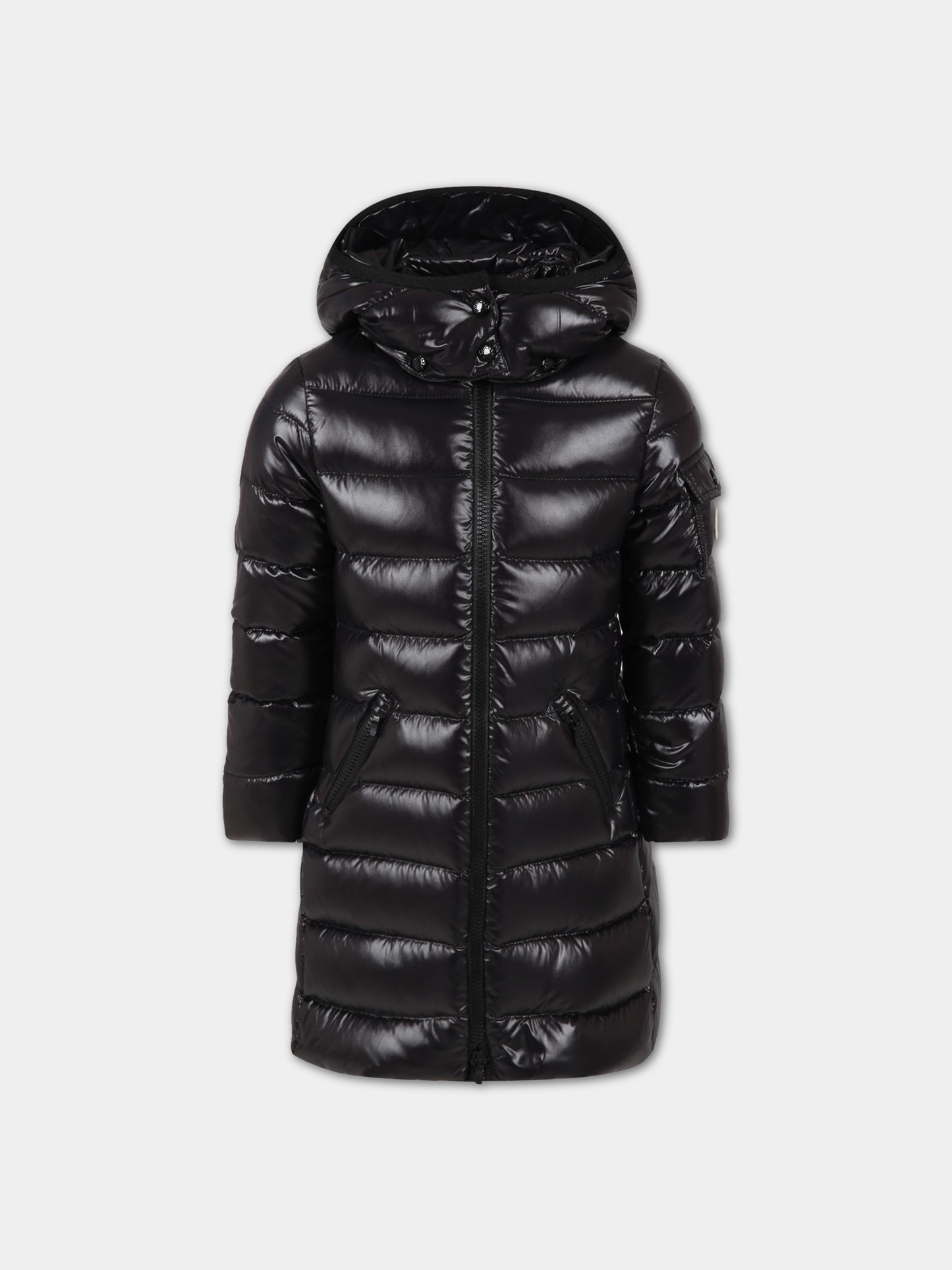Piumino Moka nero per bambina con patch,Moncler Kids,J2954 1C50110 68950 999