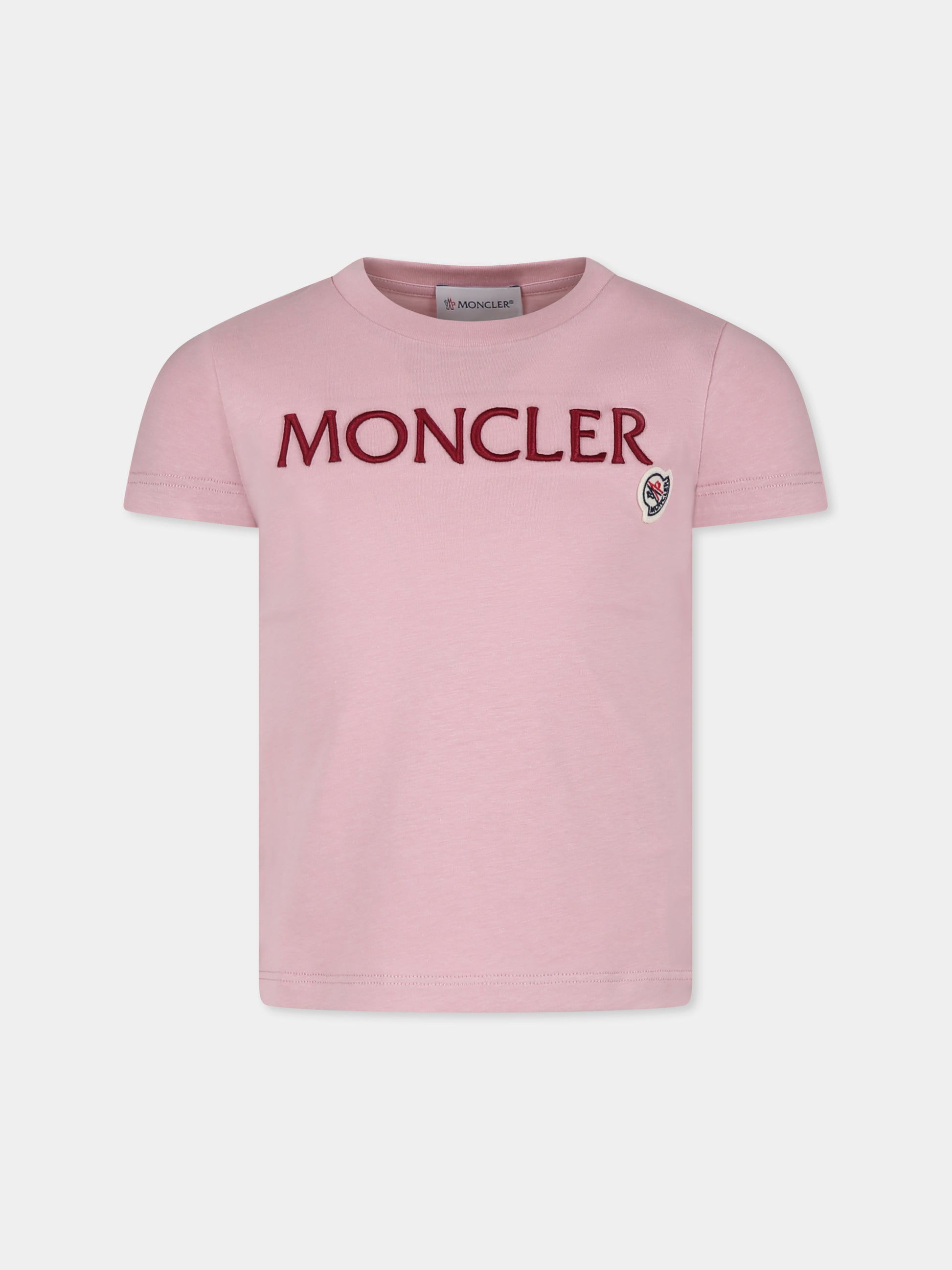 T-shirt rosa per bambina con logo,Moncler Kids,J2954 8C00006 83907 500