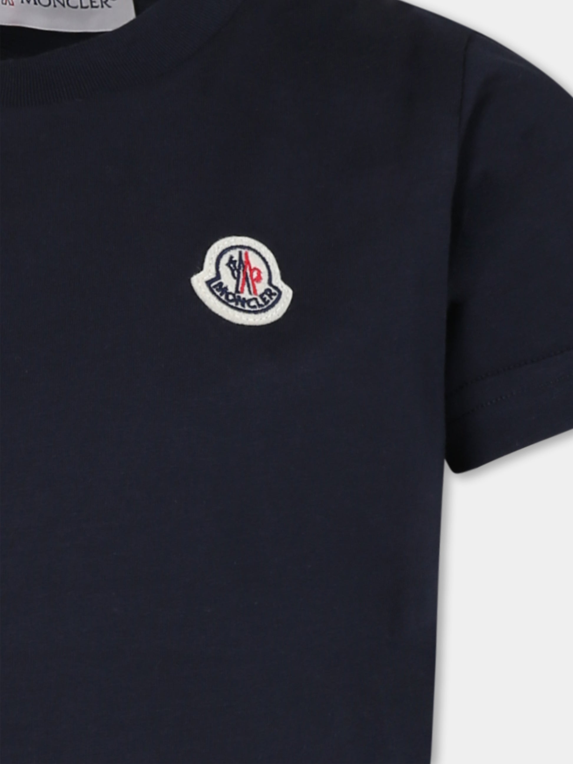 T-shirt blu per bambini con logo,Moncler Kids,J2954 8C00007 83907 742