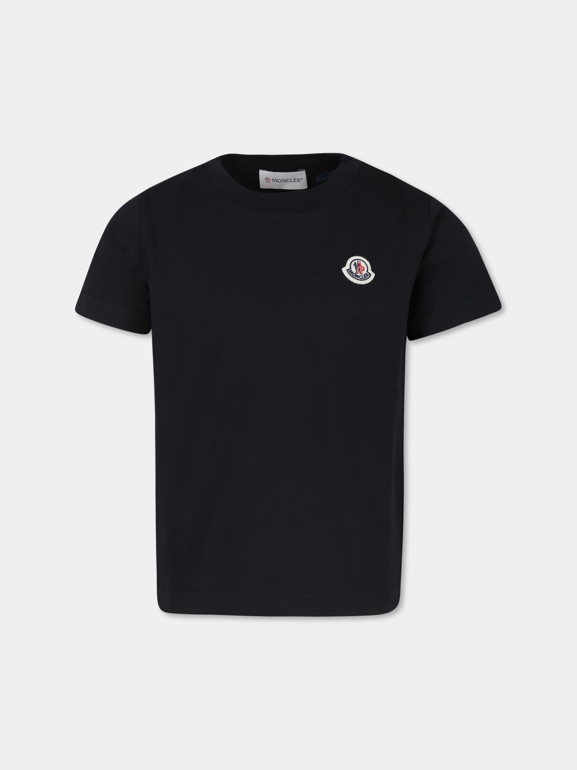 T-shirt nera per bambini con logo,Moncler Kids,J2954 8C00007 83907 999