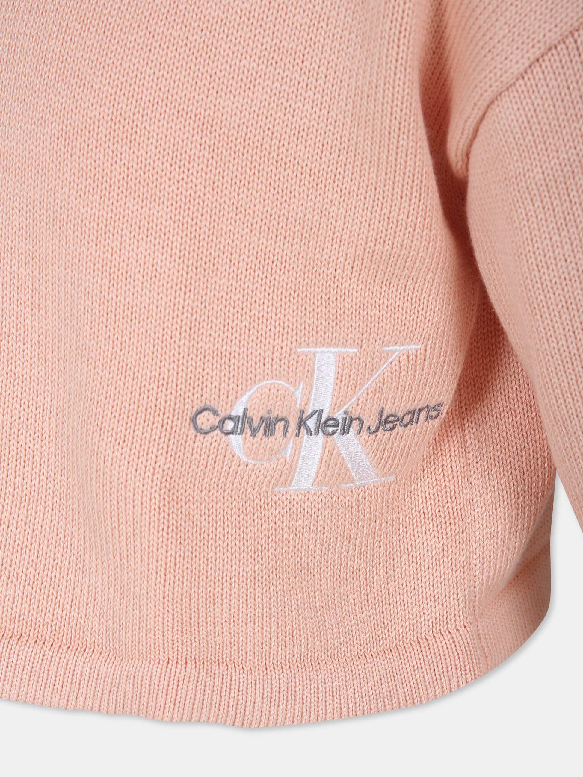 Maglione crop rosa per bambina con logo,Calvin Klein Kids,IG0IG02548J TFC