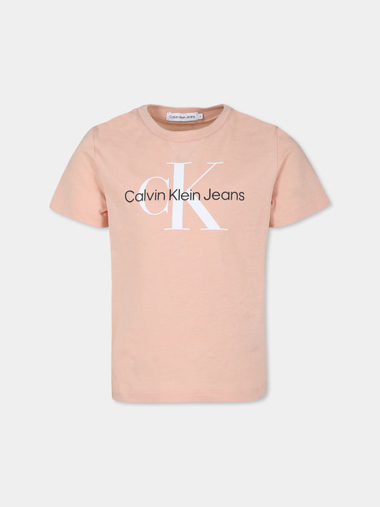 T-shirt rosa per bambini con logo,Calvin Klein Kids,IU0IU00460J TFC