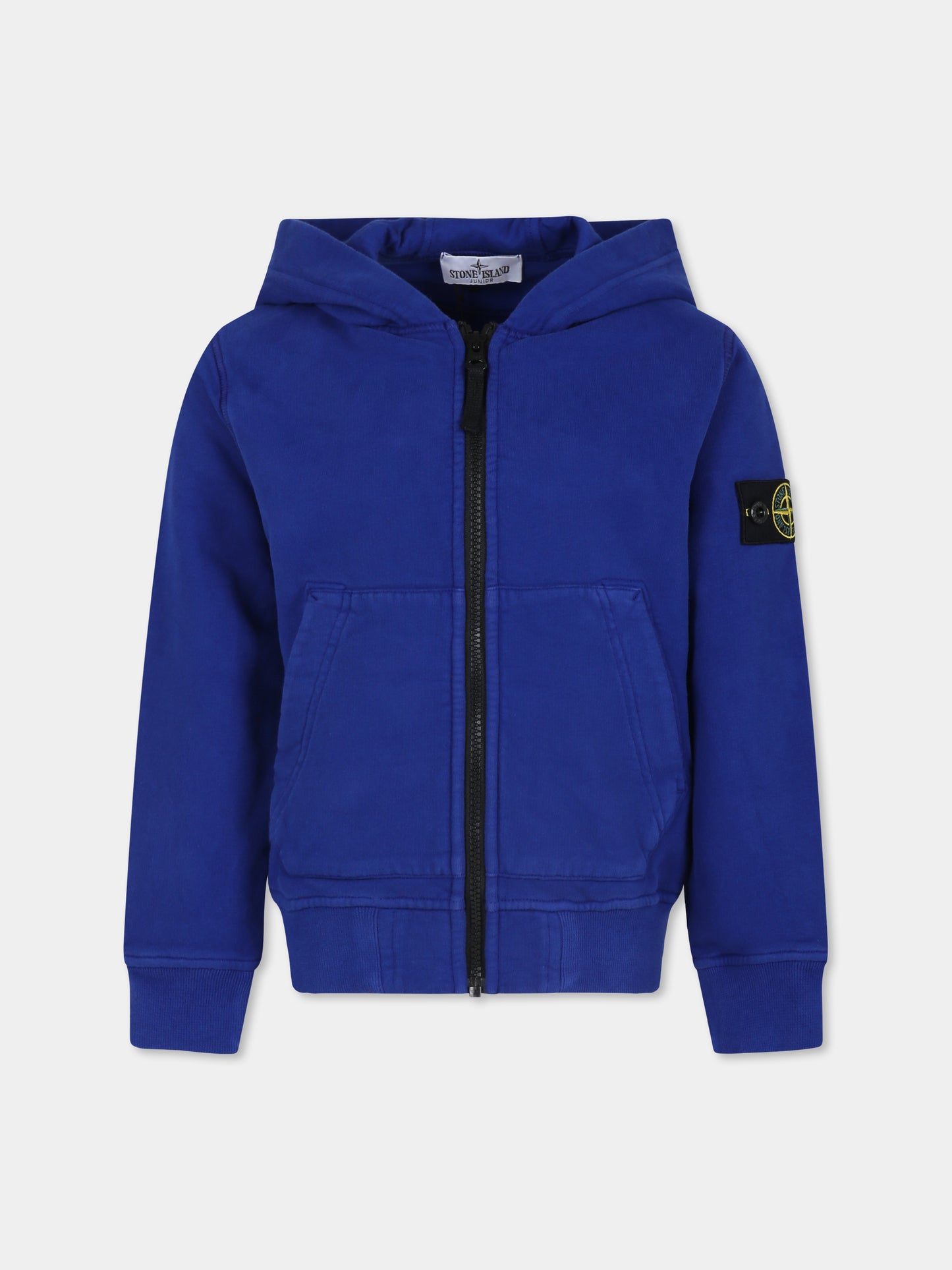 Felpa azzurra per bambino con bussola,Stone Island Junior,811660720 V0022