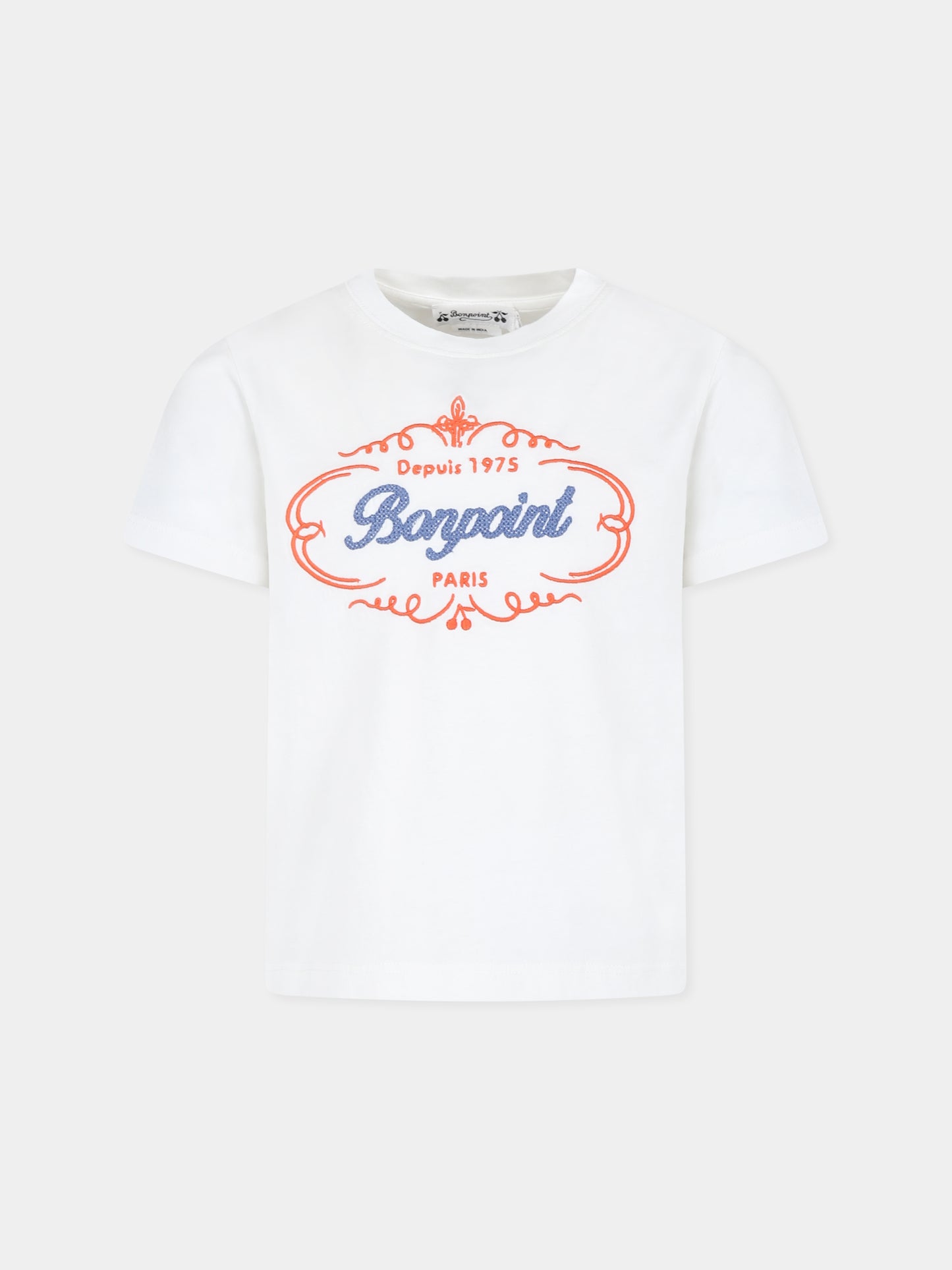 T-shirt bianca per bambino con logo,Bonpoint,P04BTSK00001 102