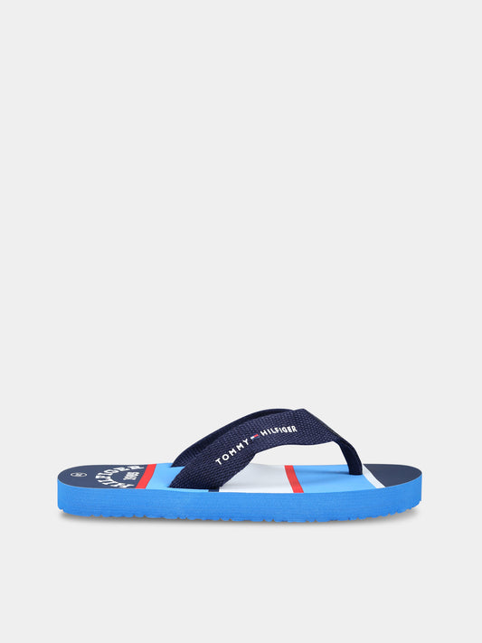 Infradito blu per bambino con logo e bandierina,Tommy Hilfiger Junior,T3B8 33447 0058800