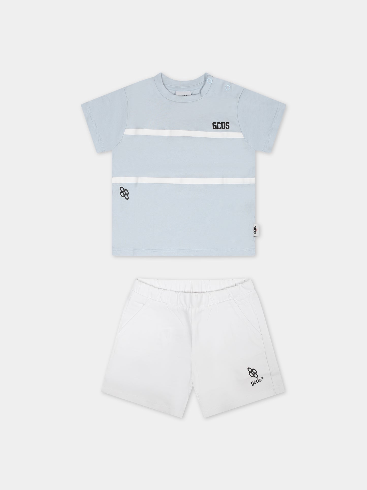 Completo sportivo celeste per neonato con logo,Gcds Kids,GUG008 LAA29 84539