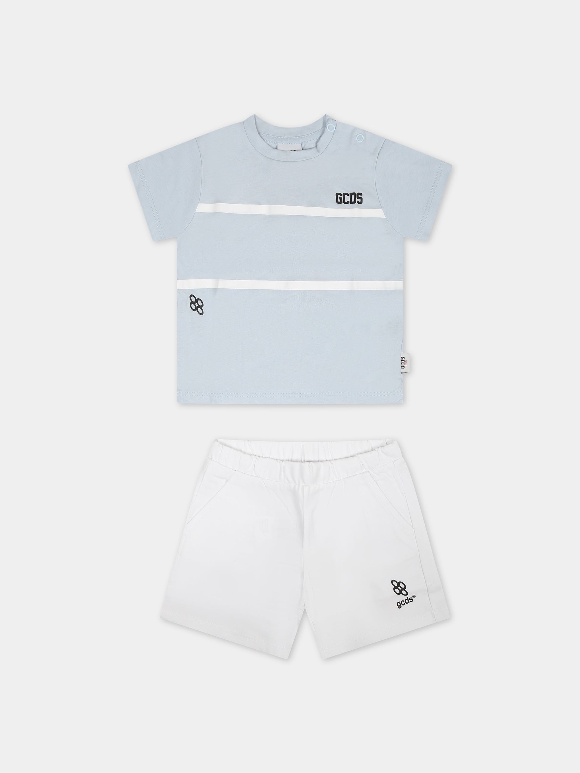 Completo sportivo celeste per neonato con logo,Gcds Kids,GUG008 LAA29 84539
