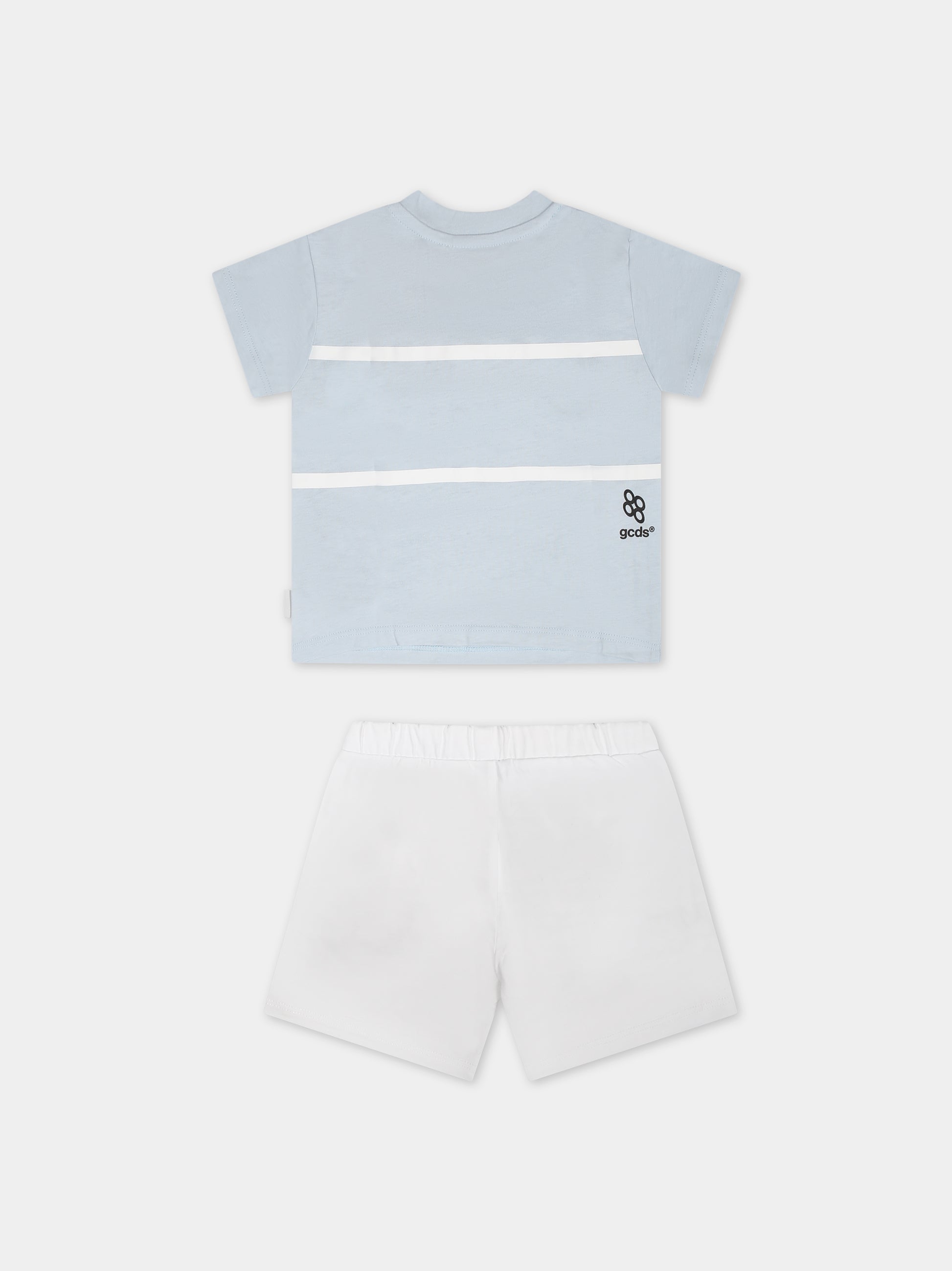 Completo sportivo celeste per neonato con logo,Gcds Kids,GUG008 LAA29 84539