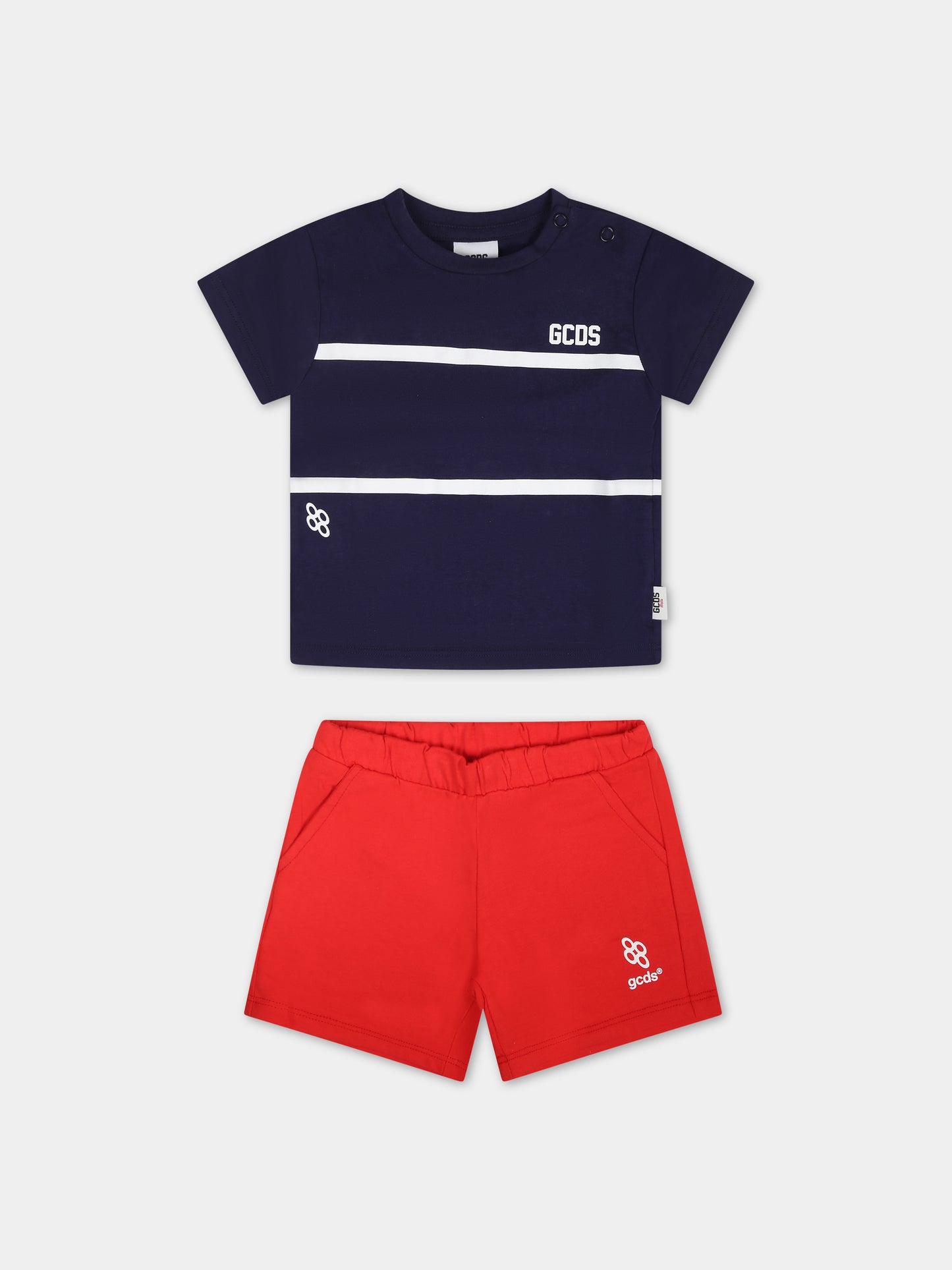 Completo sportivo blu per neonato con logo,Gcds Kids,GUG008 LAA29 84365