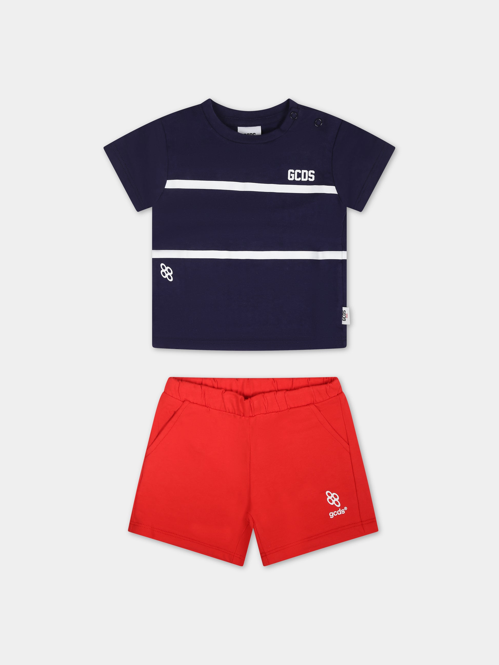 Completo sportivo blu per neonato con logo,Gcds Kids,GUG008 LAA29 84365