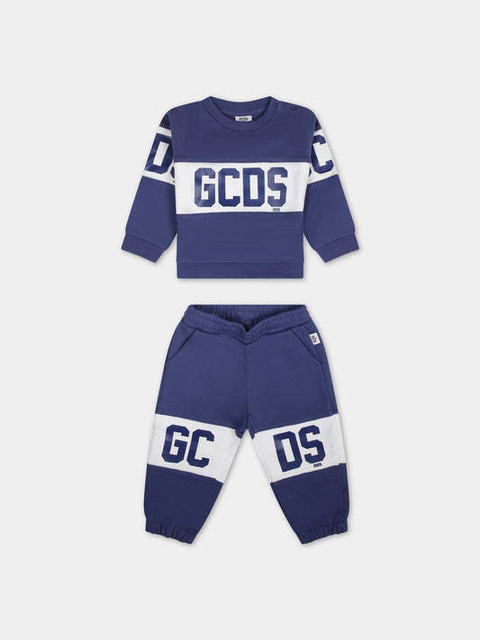 Completo blu per neonato con logo,Gcds Kids,GNK003 LCA33 40263
