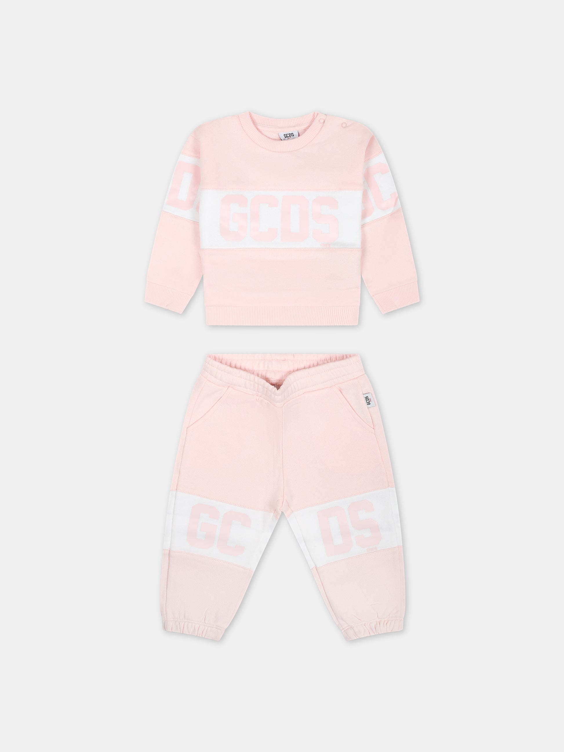 Tuta rosa per neonata con logo,Gcds Kids,GNK003 LCA33 52483