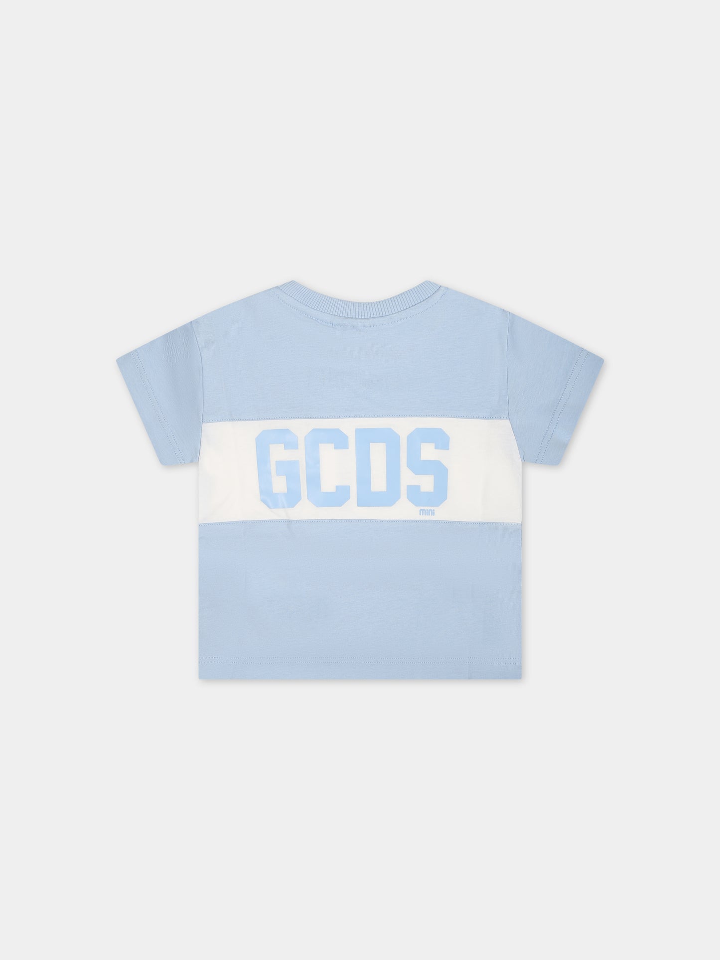 T-shirt celeste per neonati con logo,Gcds Kids,GMM003 LAA22 40069