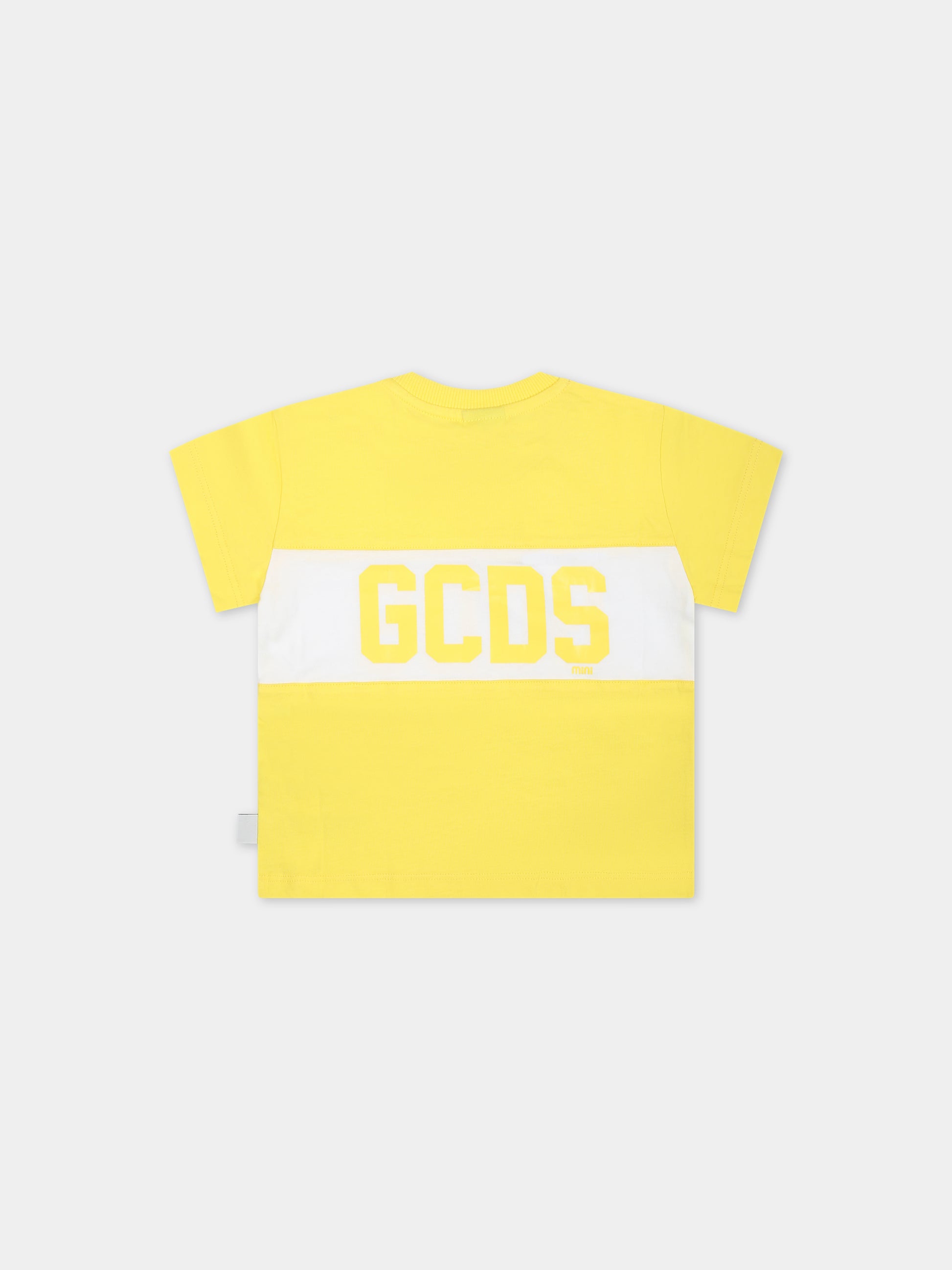 T-shirt gialla per neonati con logo,Gcds Kids,GMM003 LAA22 51633