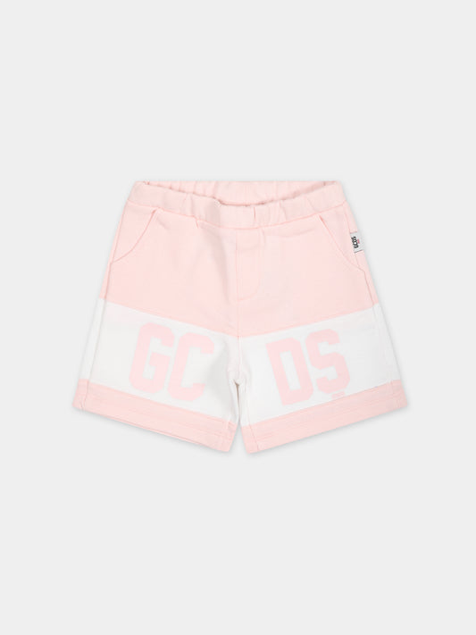 Shorts sportivi rosa  per neonati con logo,Gcds Kids,GMQ002 LCA33 52483